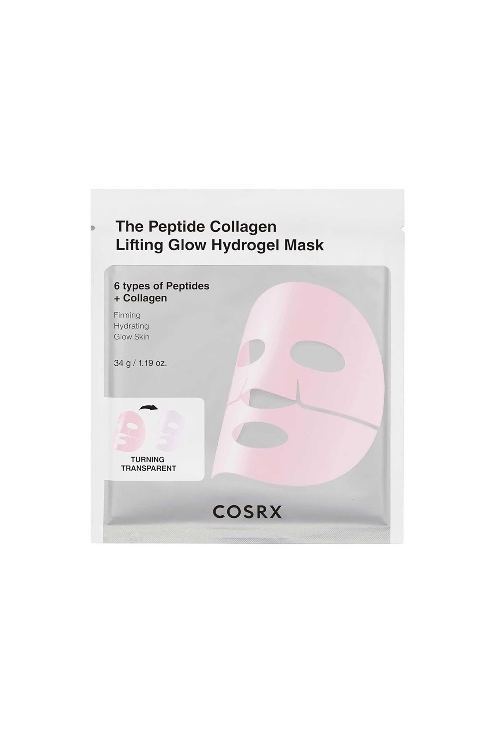 Cosrx Peptide Collagen Glow Hydrogel Mask - Μάσκα Προσώπου Για Σύσφιξη, Ανόρθωση & Λάμψη 34 gr - 8809598457263