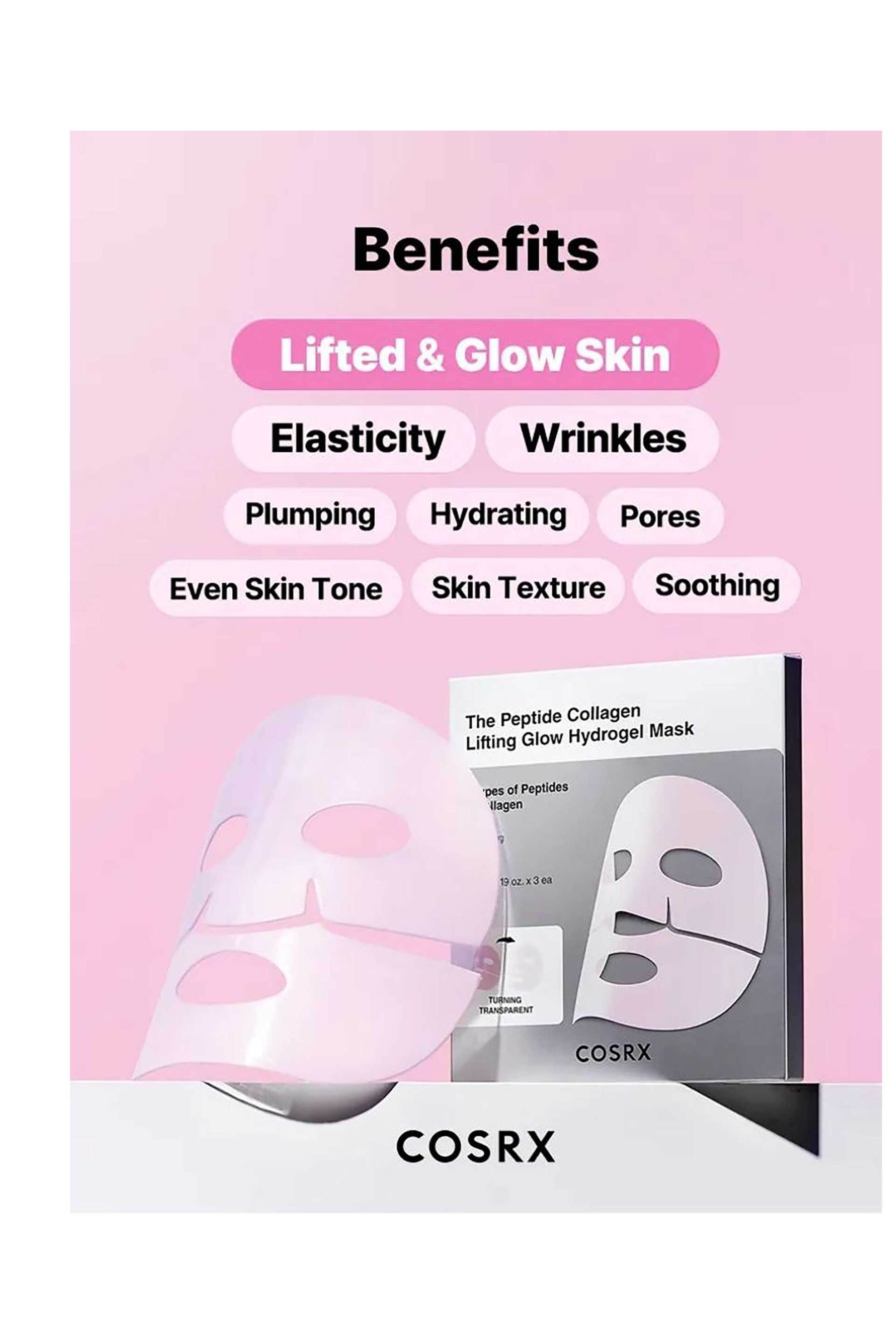 Cosrx Peptide Collagen Glow Hydrogel Mask - Μάσκα Προσώπου Για Σύσφιξη, Ανόρθωση & Λάμψη 34 gr - 8809598457263 φωτογραφία