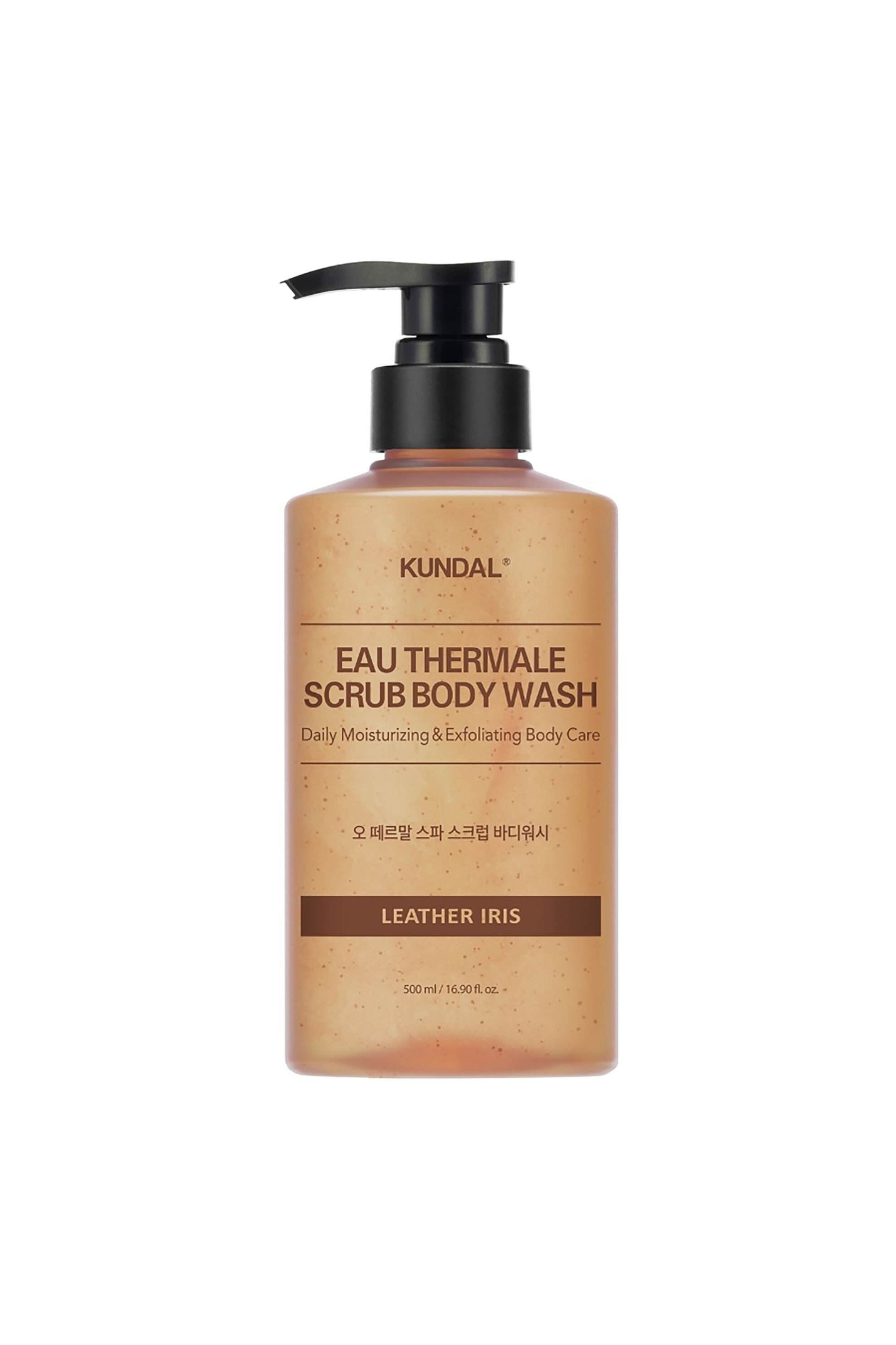 Kundal Scrub Body Wash - Αφρόλουτρο & Απολέπιση Με Άρωμα Leather Iris 500 ml - 8809809428679