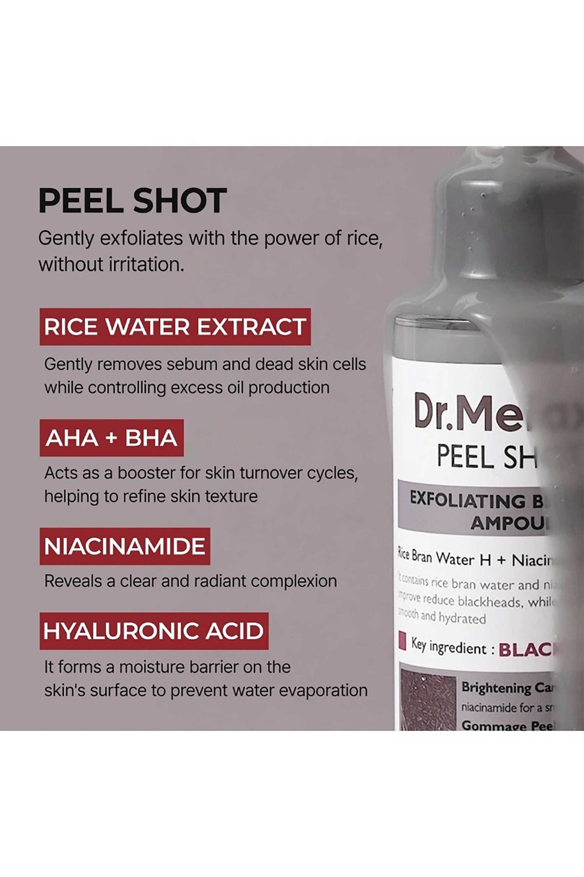 Dr.Melaxin Peel Shot Exfoliating Black Rice Ampoule - Απολεπιστικός Ορός Με Μαύρο Ρύζι 80 ml - 8809886482373 φωτογραφία