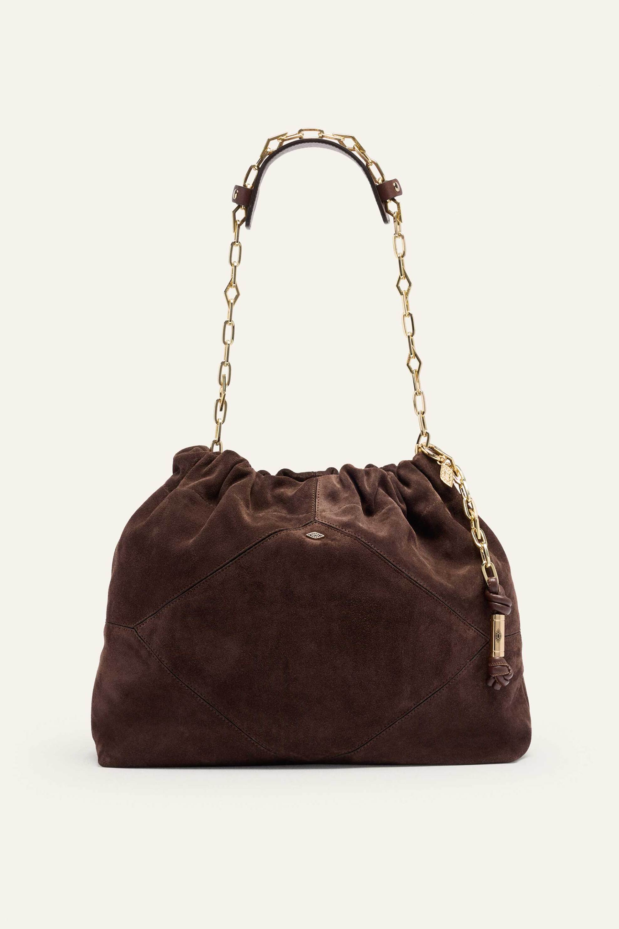 BA&SH ba&sh γυναικεία τσάντα ώμου tote με αλυσίδα suede - CFMS00 Καφέ