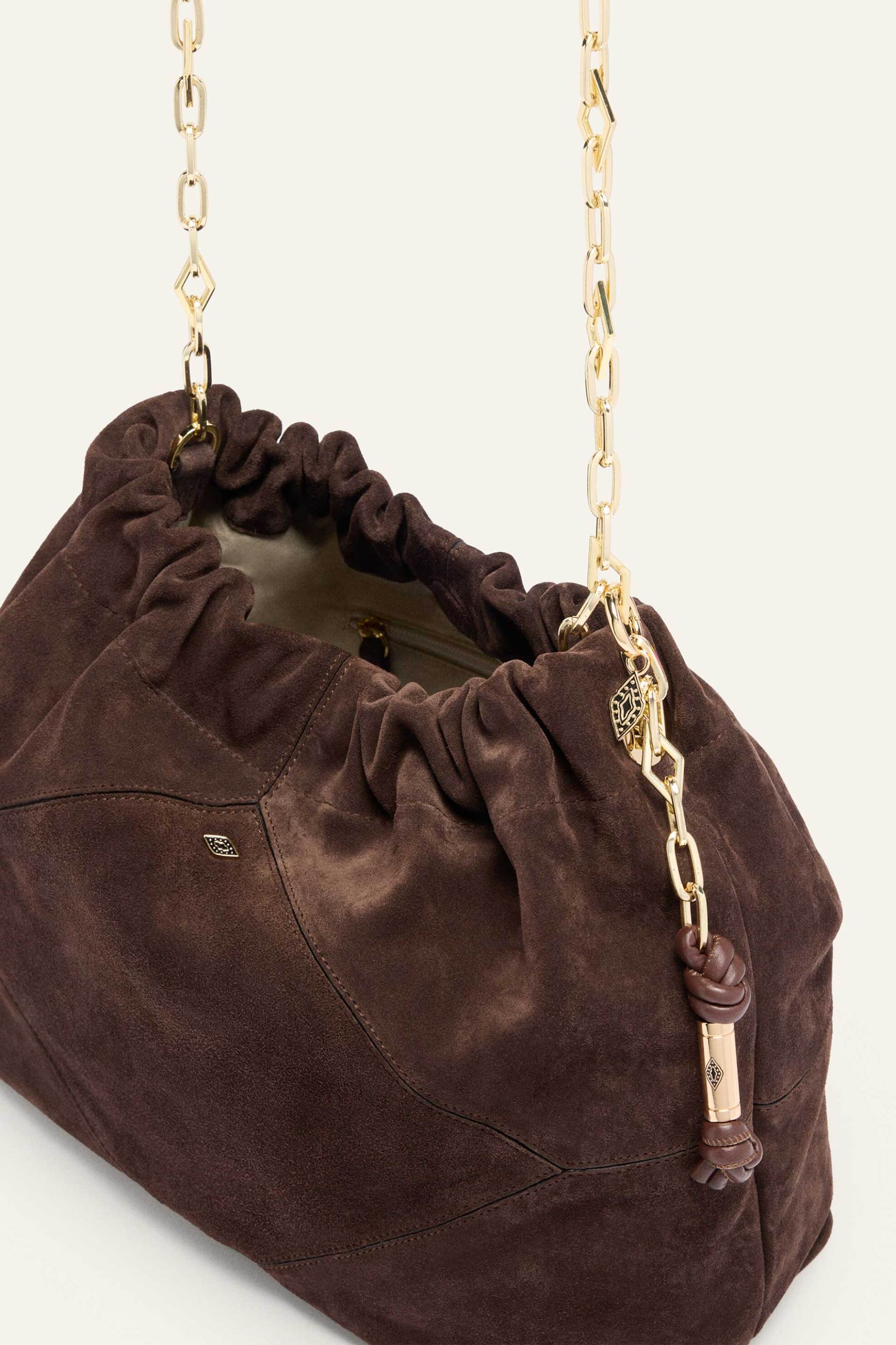 BA&SH ba&sh γυναικεία τσάντα ώμου tote με αλυσίδα suede - CFMS00 Καφέ - 3