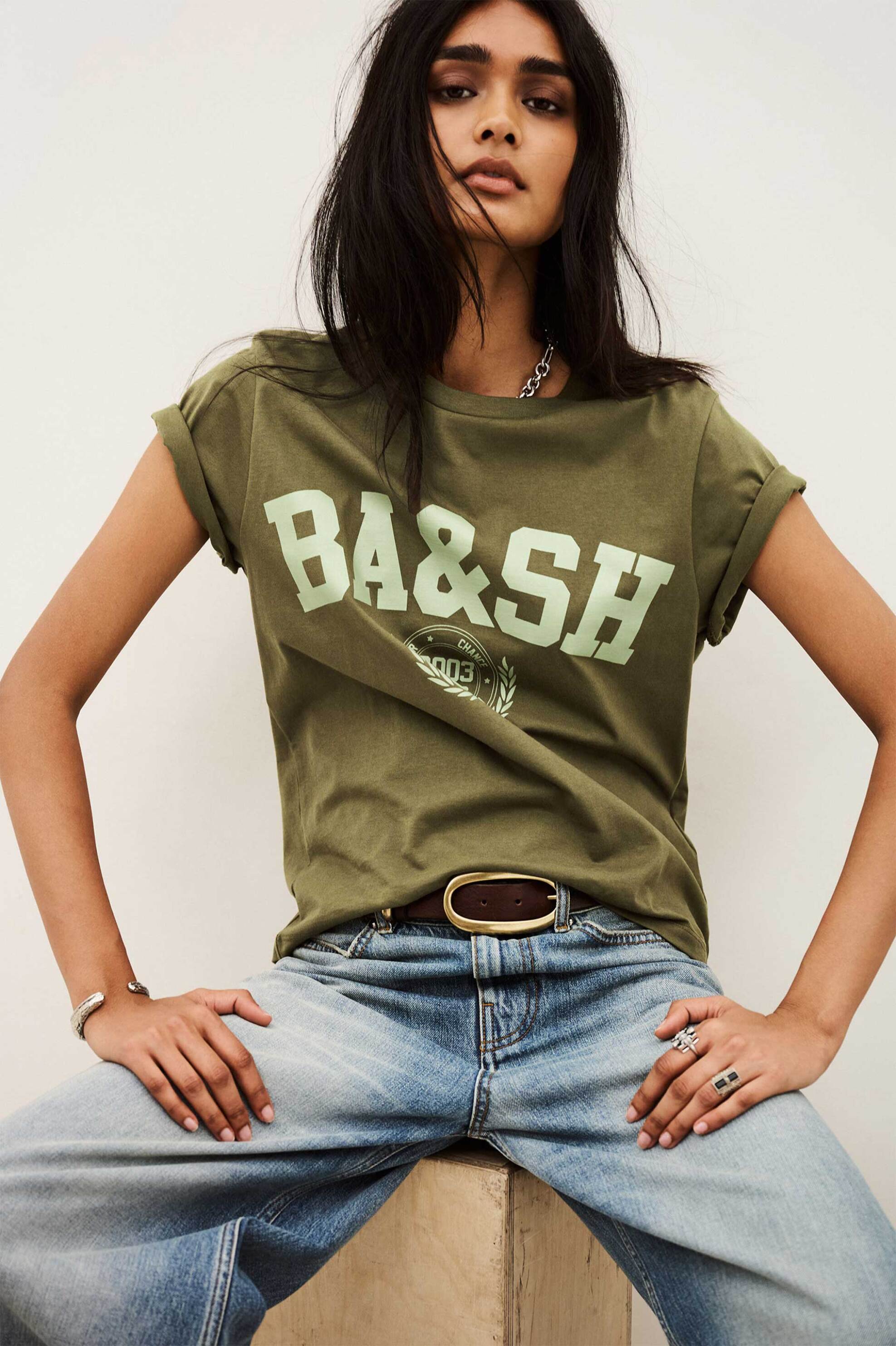 ba&sh γυναικείο T-shirt μονόχρωμο με letter print 