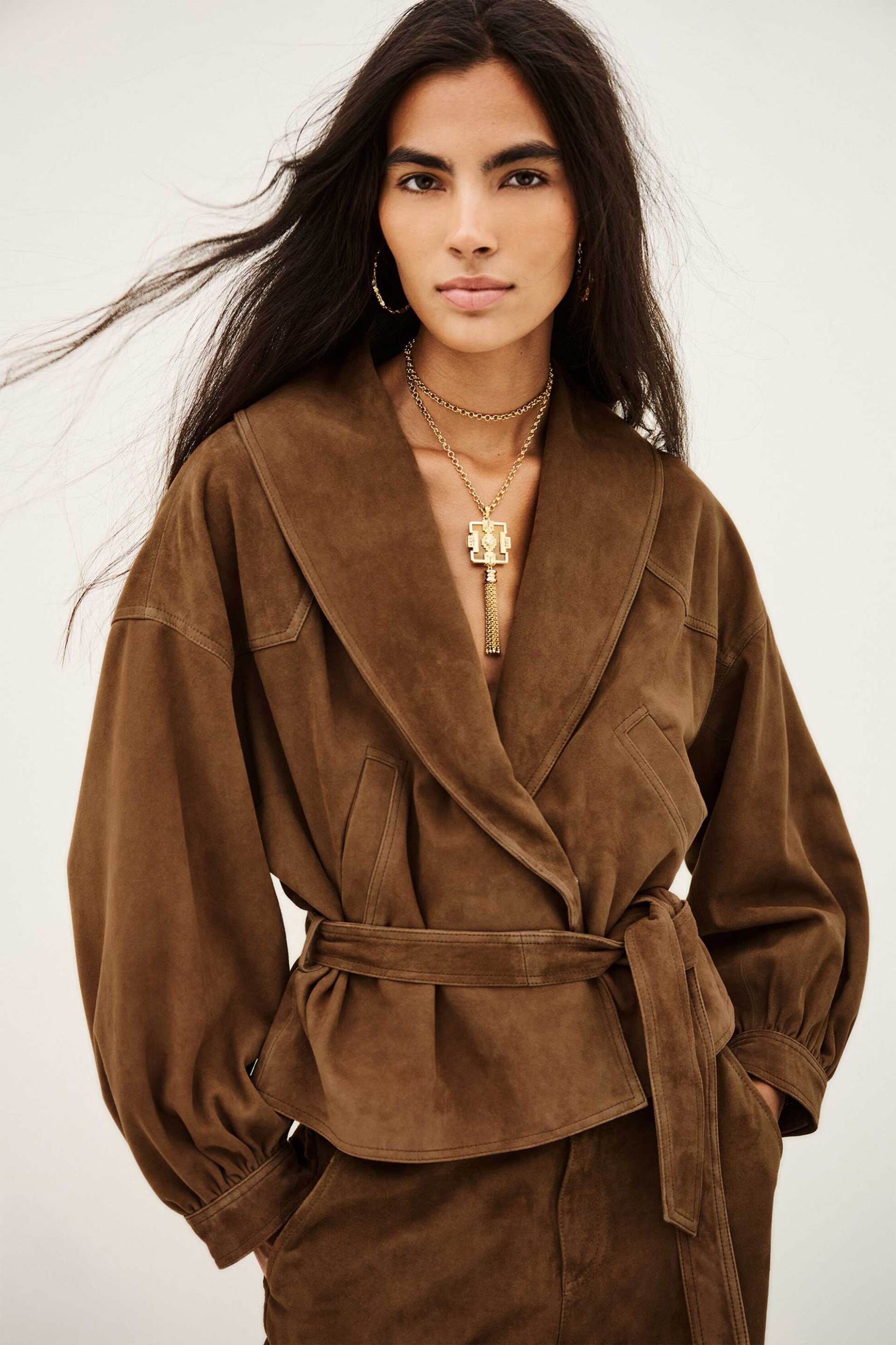 BA&SH ba&sh γυναικείο suede jacket "Manon" - MANOH26 Καφέ