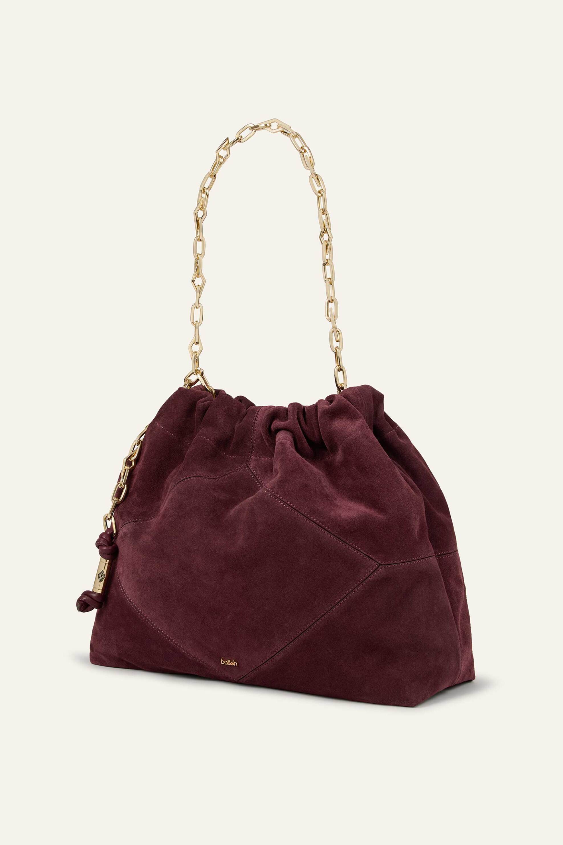 ba&sh γυναικεία τσάντα ώμου tote με αλυσίδα suede - 2H26CFMS Μπορντό