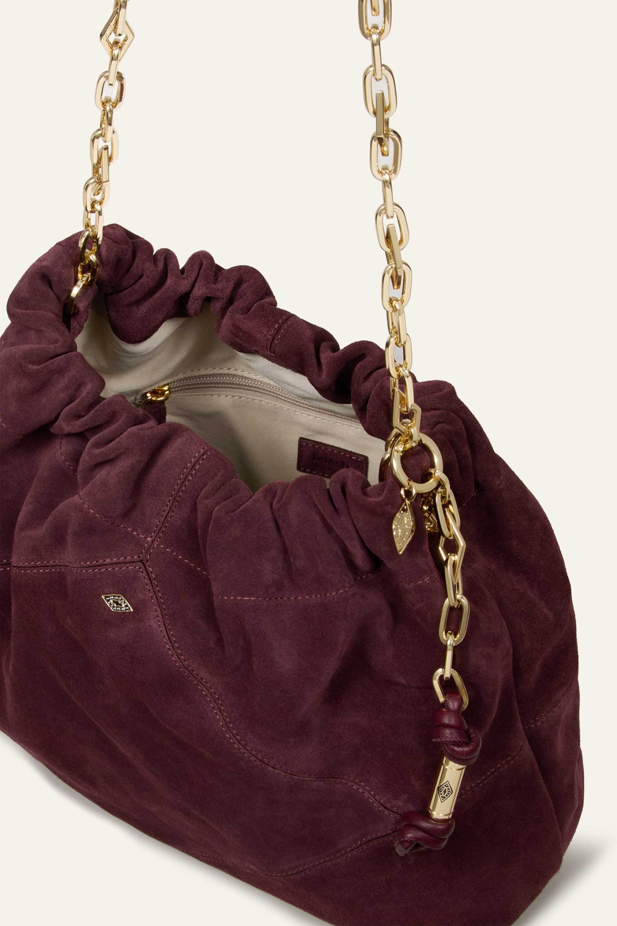 BA&SH ba&sh γυναικεία τσάντα ώμου tote με αλυσίδα suede - 2H26CFMS Μπορντό - 3