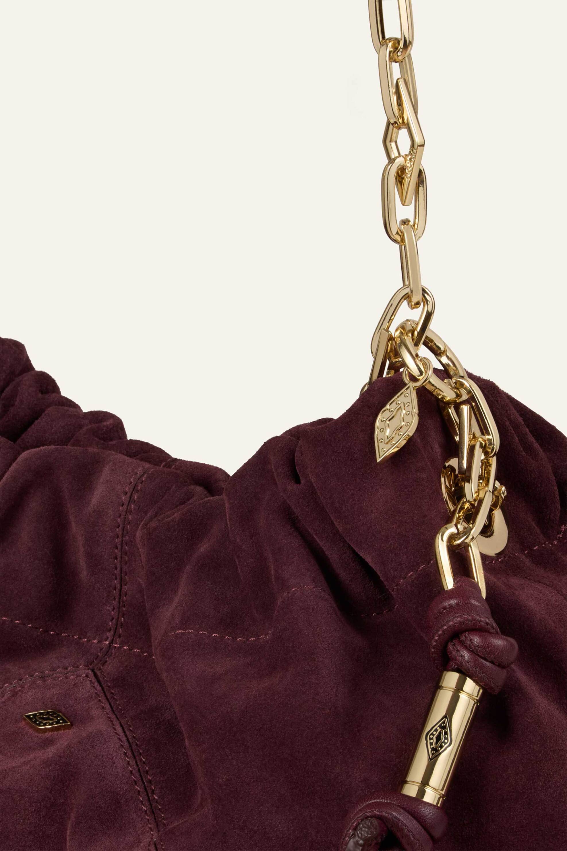 BA&SH ba&sh γυναικεία τσάντα ώμου tote με αλυσίδα suede - 2H26CFMS Μπορντό - 4