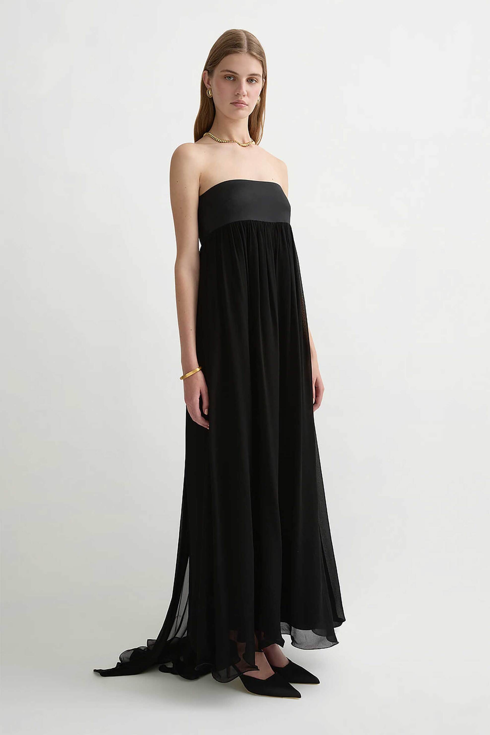 Posse γυναικείο maxi φόρεμα strapless "Solene" - PS1744-BLK Μαύρο φωτογραφία