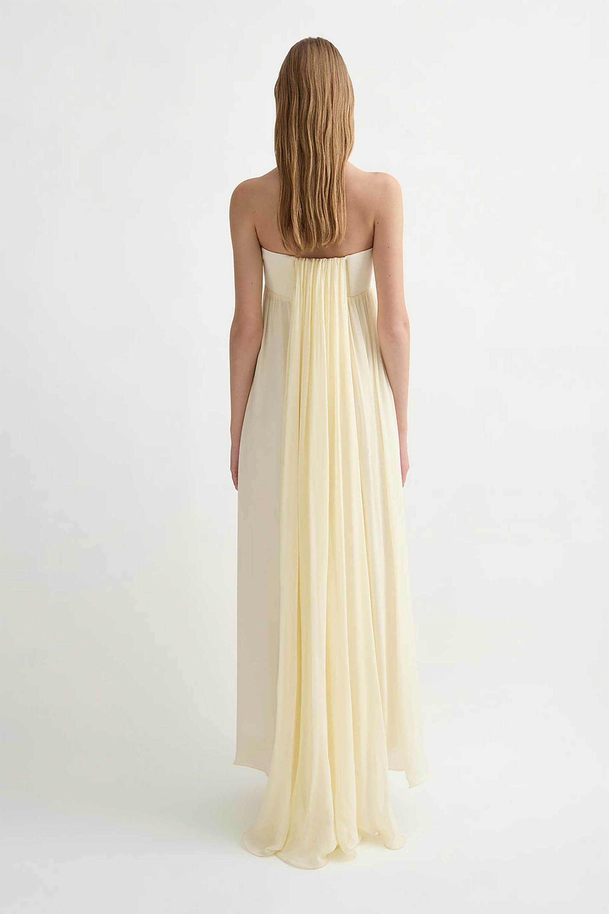 Posse γυναικείο maxi φόρεμα strapless "Solene" - PS1744-BTY Κίτρινο Ανοιχτό φωτογραφία