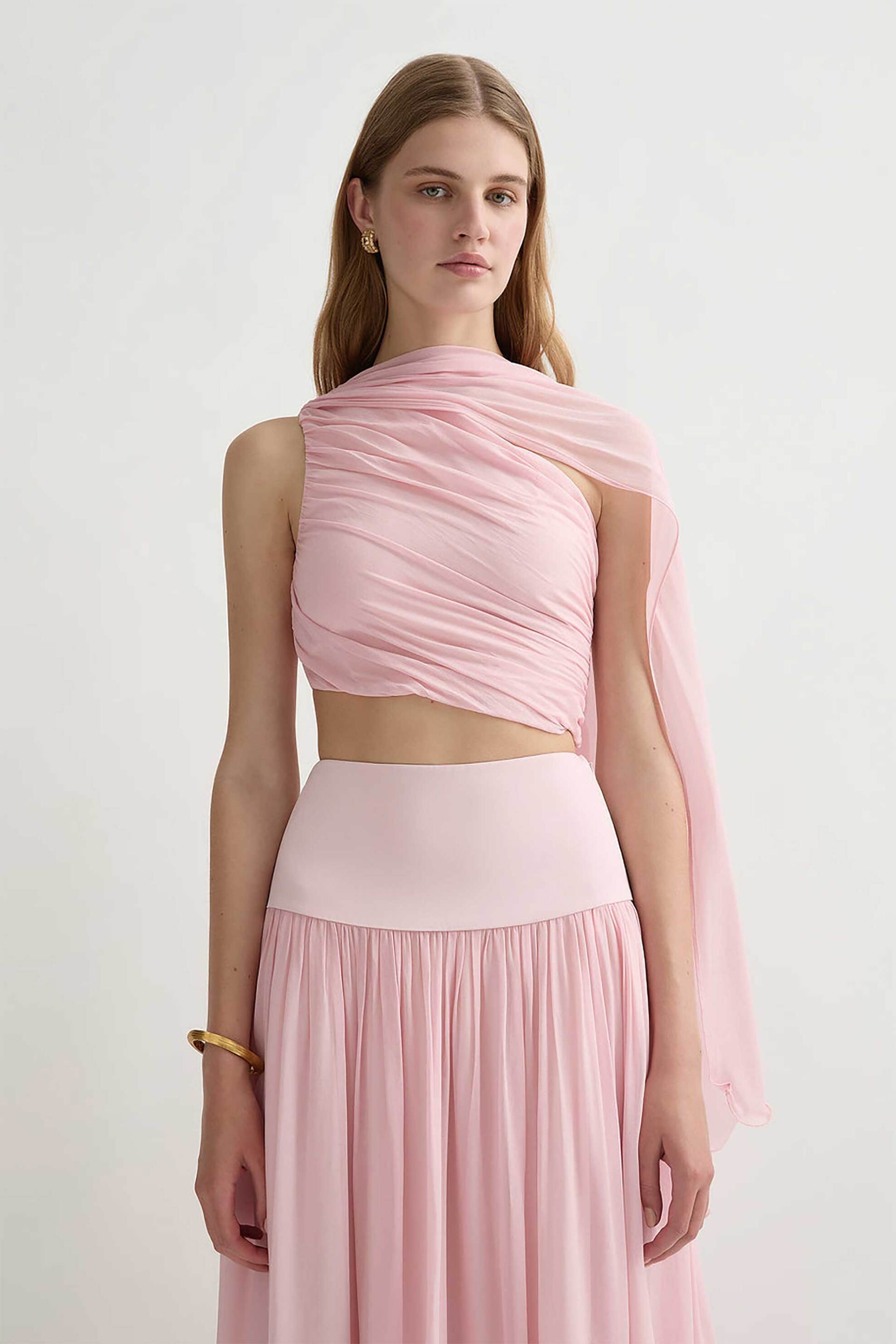 POSSE Posse γυναικείο τοπ με έναν ώμο "Solene" - PS1776-MAU Ροζ