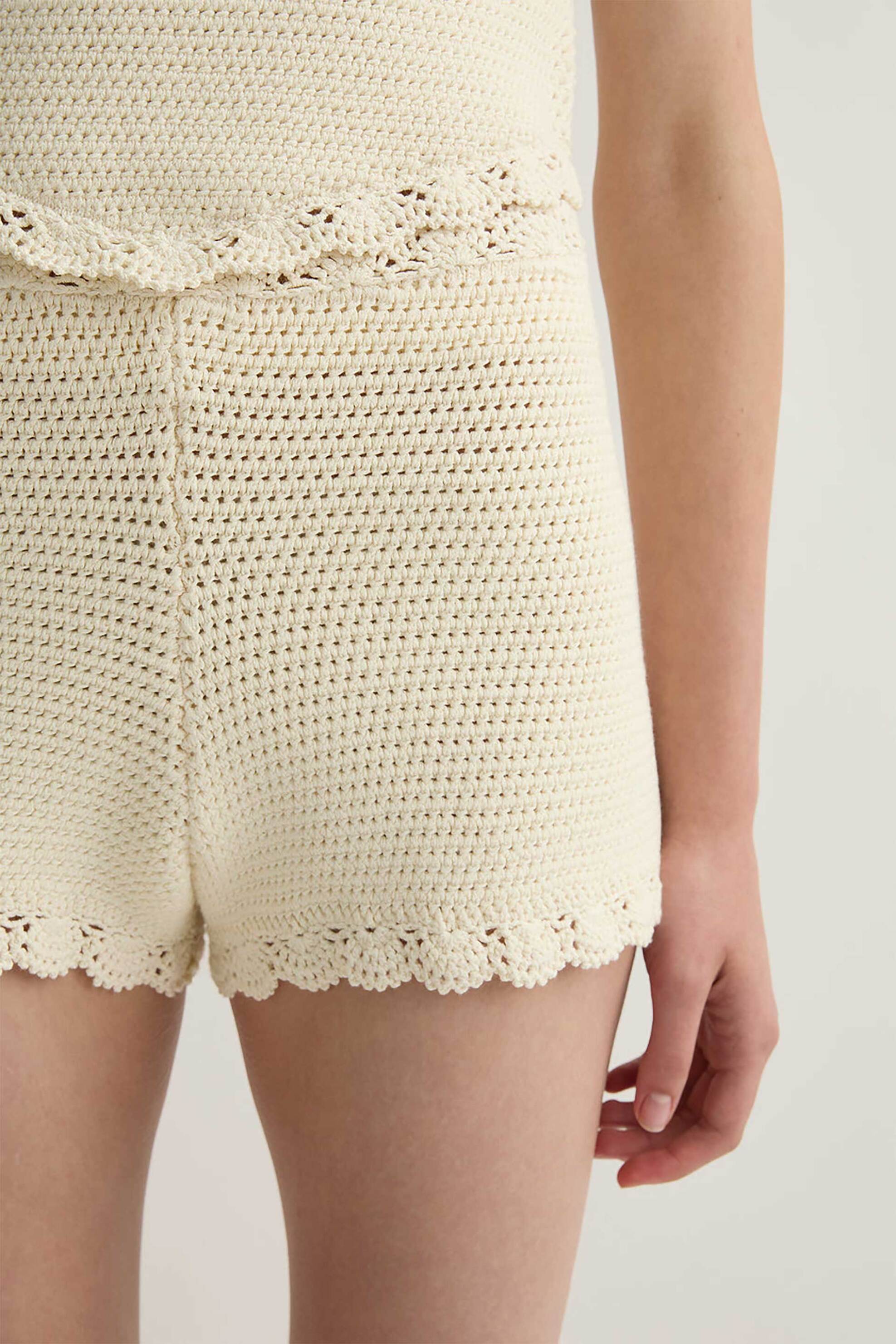 POSSE Posse γυναικείο σορτς crocheted "Dylan" - PS1909-PRL Μπεζ - 2