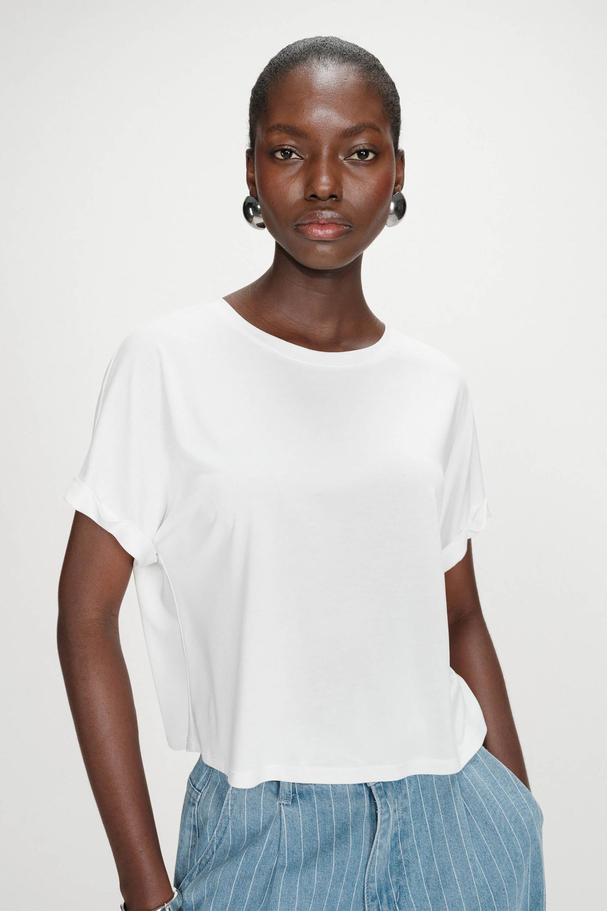 Grace & Mila γυναικείο T-shirt oversized μονόχρωμο "Parma" - PARMA/SS26 Κρέμ