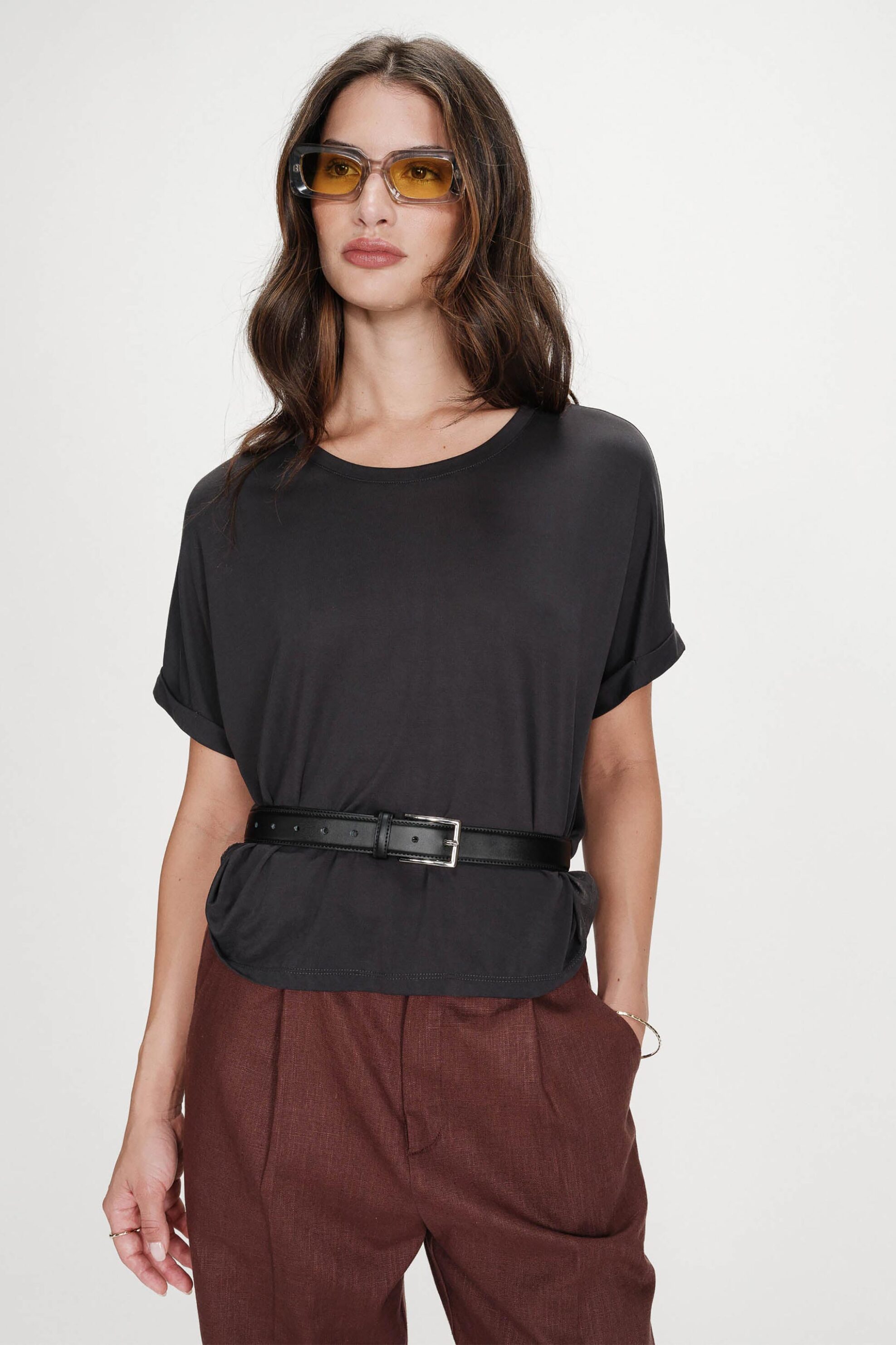 Grace & Mila γυναικείο T-shirt oversized μονόχρωμο "Parma" - PARMA/SS26 Ανθρακί
