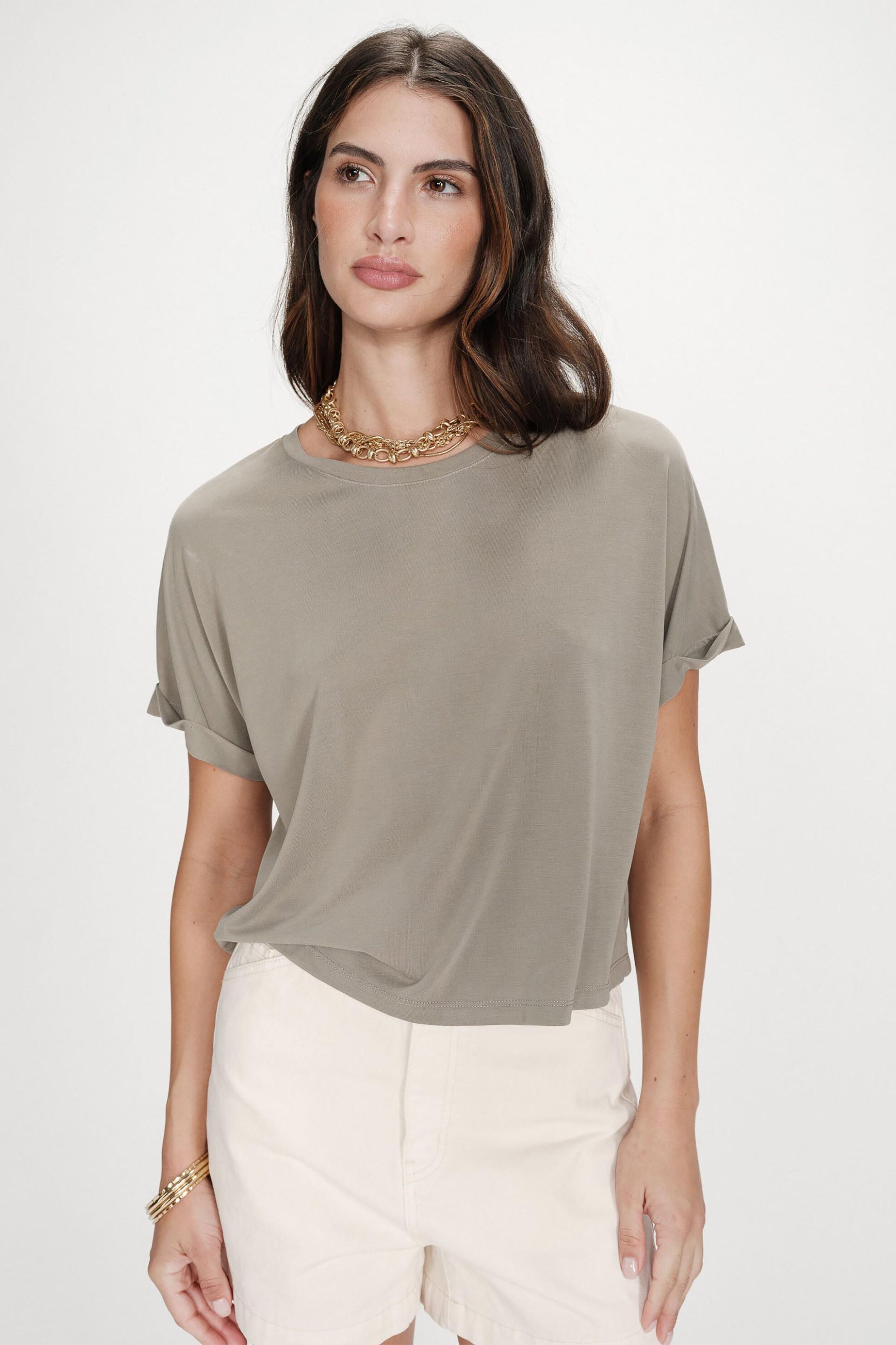 Grace & Mila γυναικείο T-shirt oversized μονόχρωμο "Parma" - PARMA/SS26 Χακί