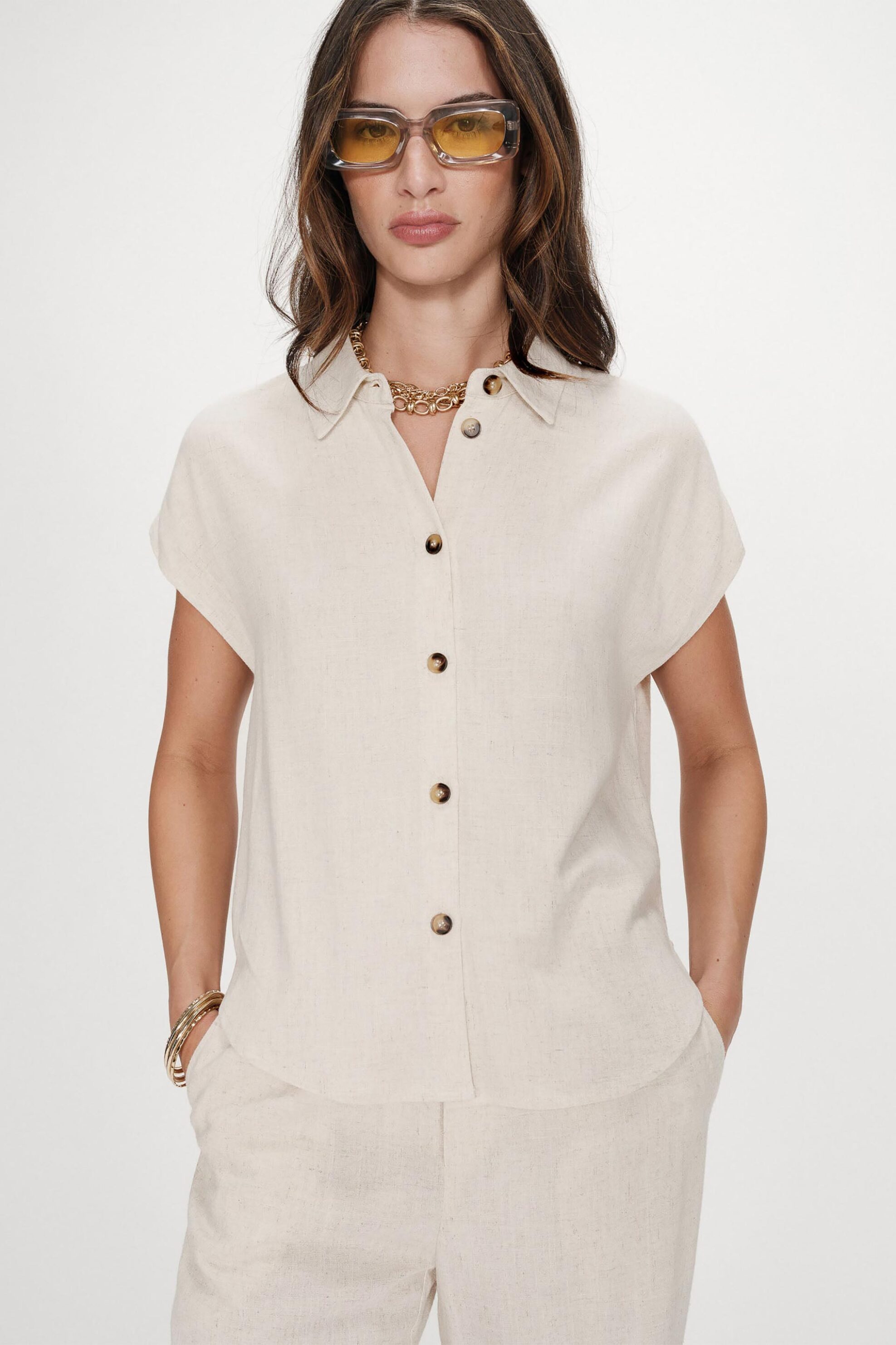 Grace & Mila γυναικείο πουκάμισο μονόχρωμο Regular Fit "Perez" - PEREZ/SS26 Μπεζ