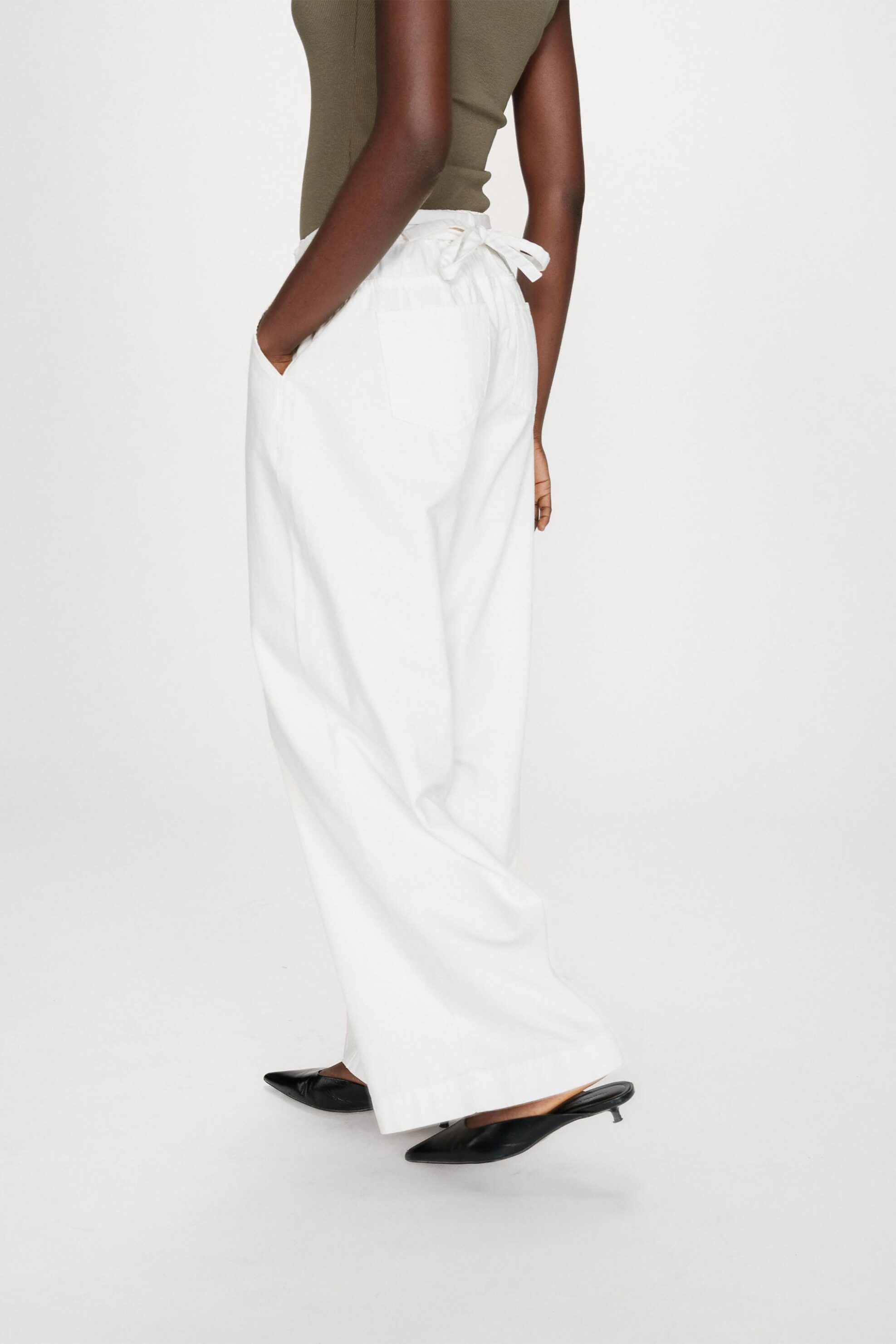 GRACE & MILA Grace & Mila γυναικείο παντελόνι Baggy Fit "Pompon" - POMPON/SS26 Λευκό - 3