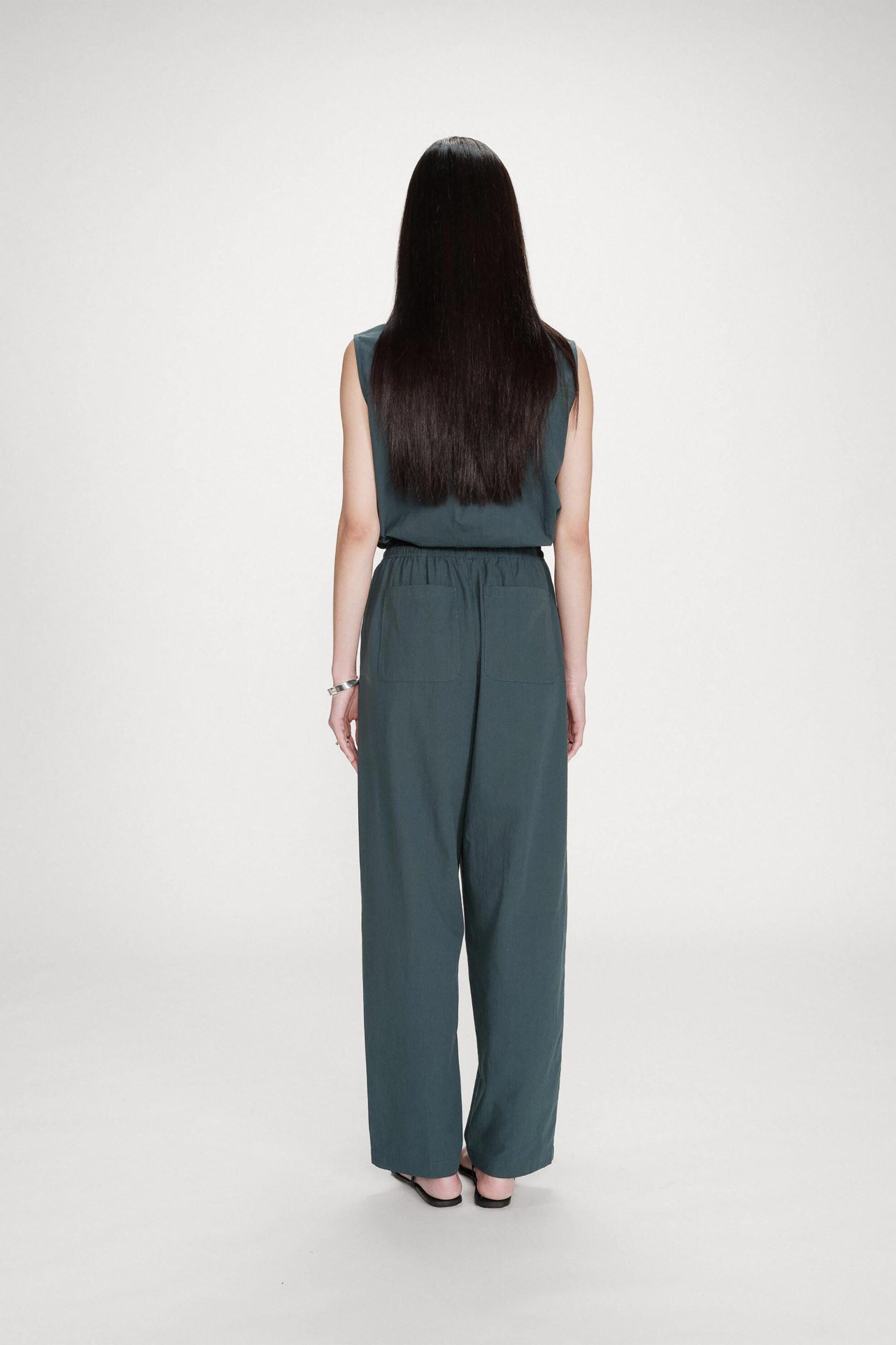GRACE & MILA Grace & Mila γυναικείο παντελόνι Wide Leg "Rhode" - RHODE/SS26 Πράσινο Σμαραγδί - 3