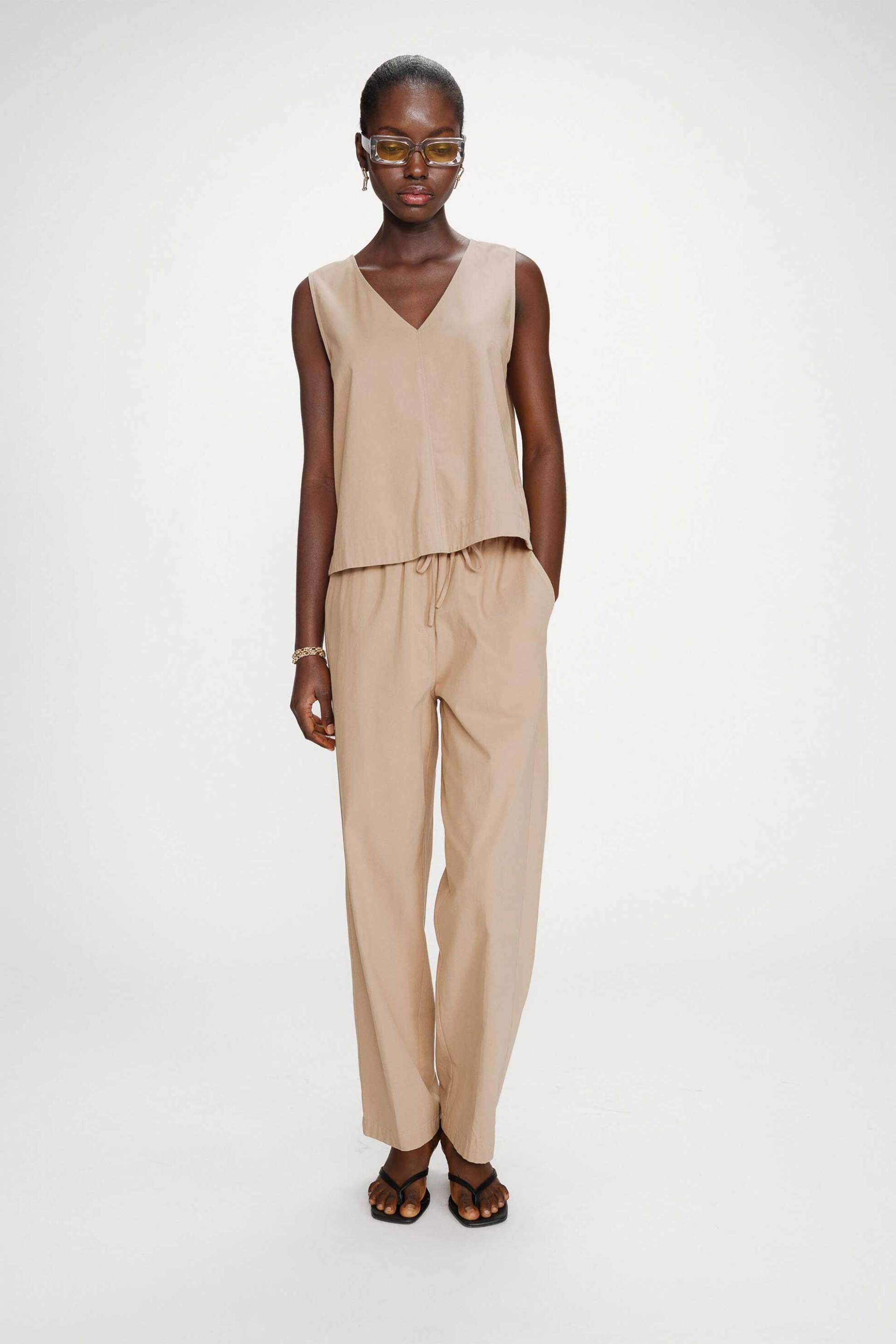Grace & Mila γυναικείο παντελόνι Wide Leg "Rhode" - RHODE/SS26 Μπεζ