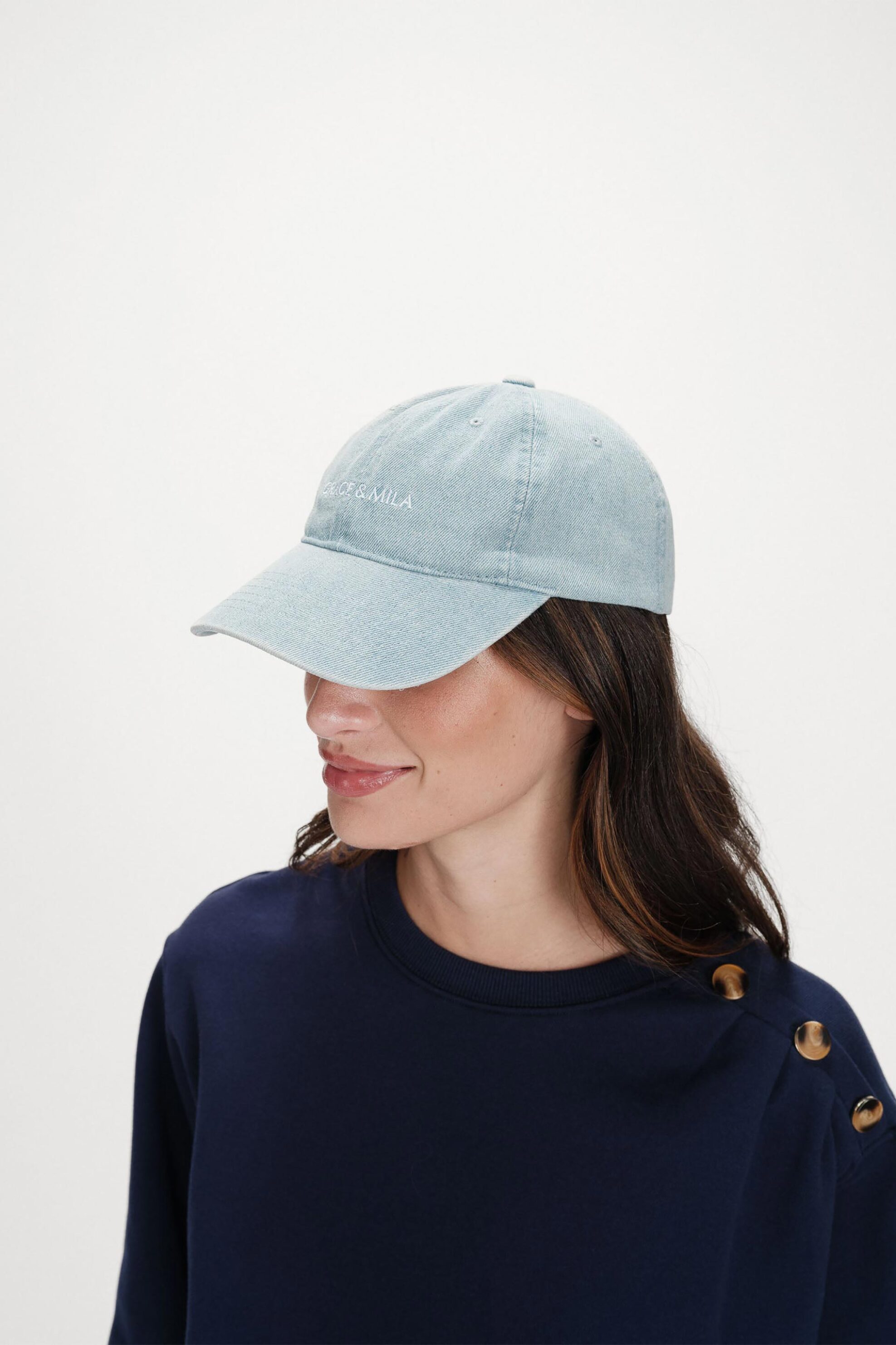 Grace Mila Γυναικείο Καπέλο Jockey με Λογότυπο Slimane - Ss26 Denim Blue