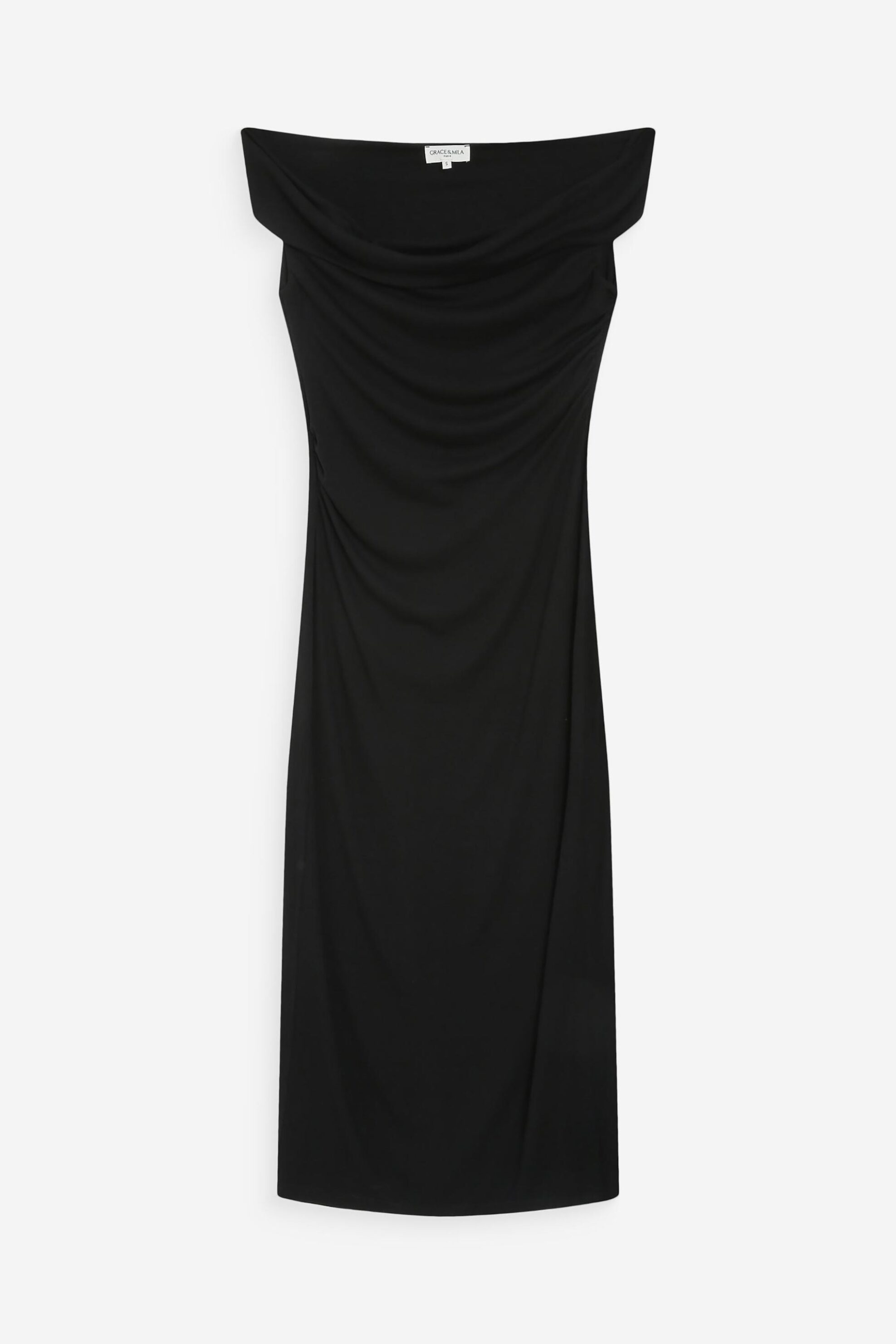 Grace Mila Γυναικείο Midi Φόρεμα με Off-Shoulder Σχέδιο Vanity - Ss26 Μαύρο