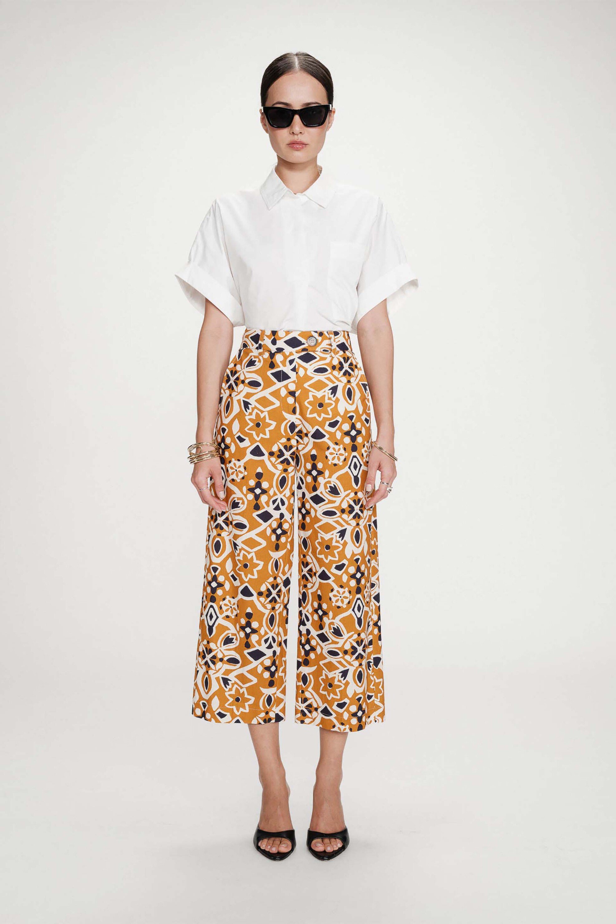 Grace & Mila γυναικείο παντελόνι με all-over print Straight Leg "Varsy" - VARSY/SS26 Ταμπά