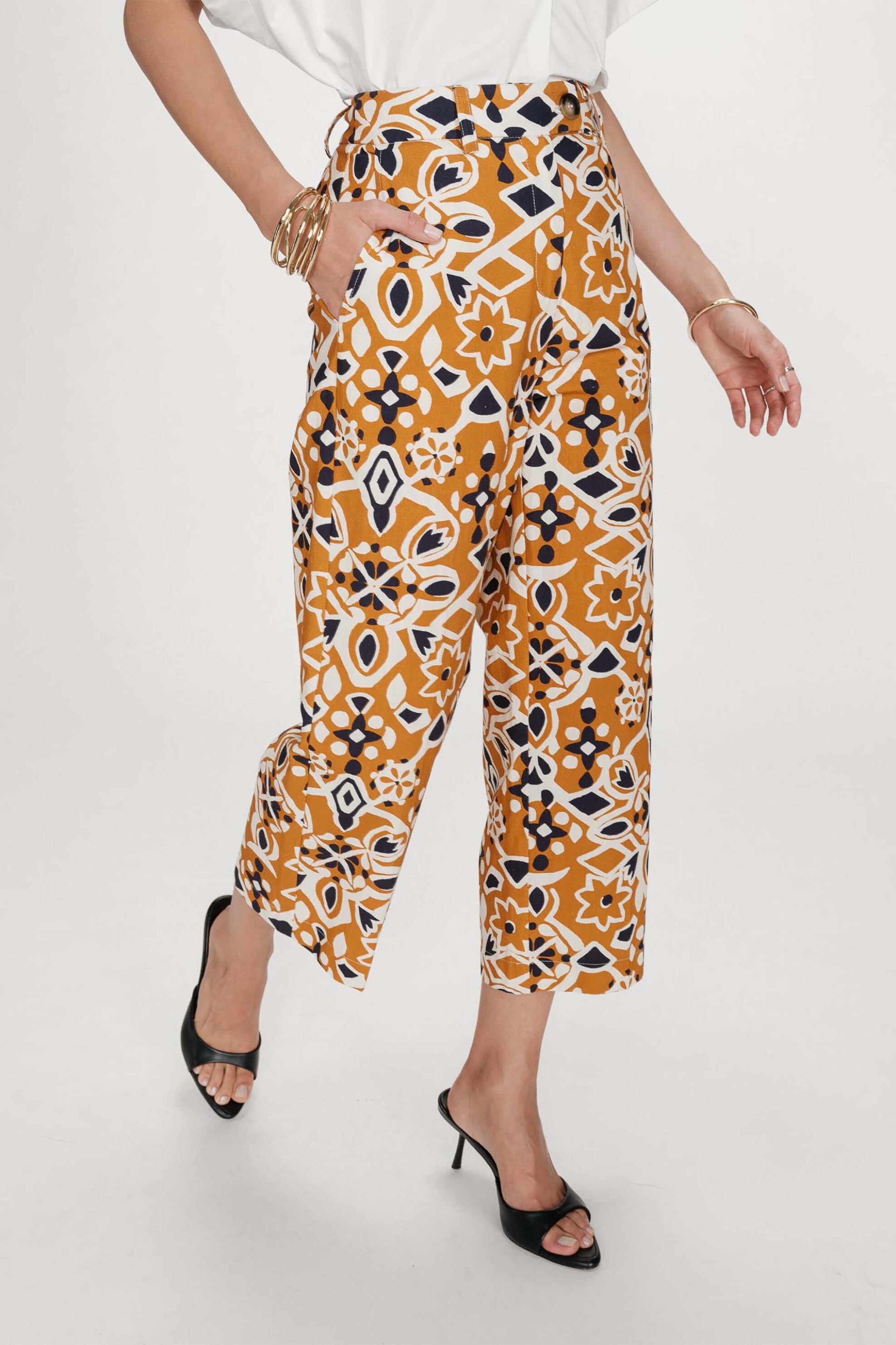 Grace & Mila γυναικείο παντελόνι με all-over print Straight Leg 