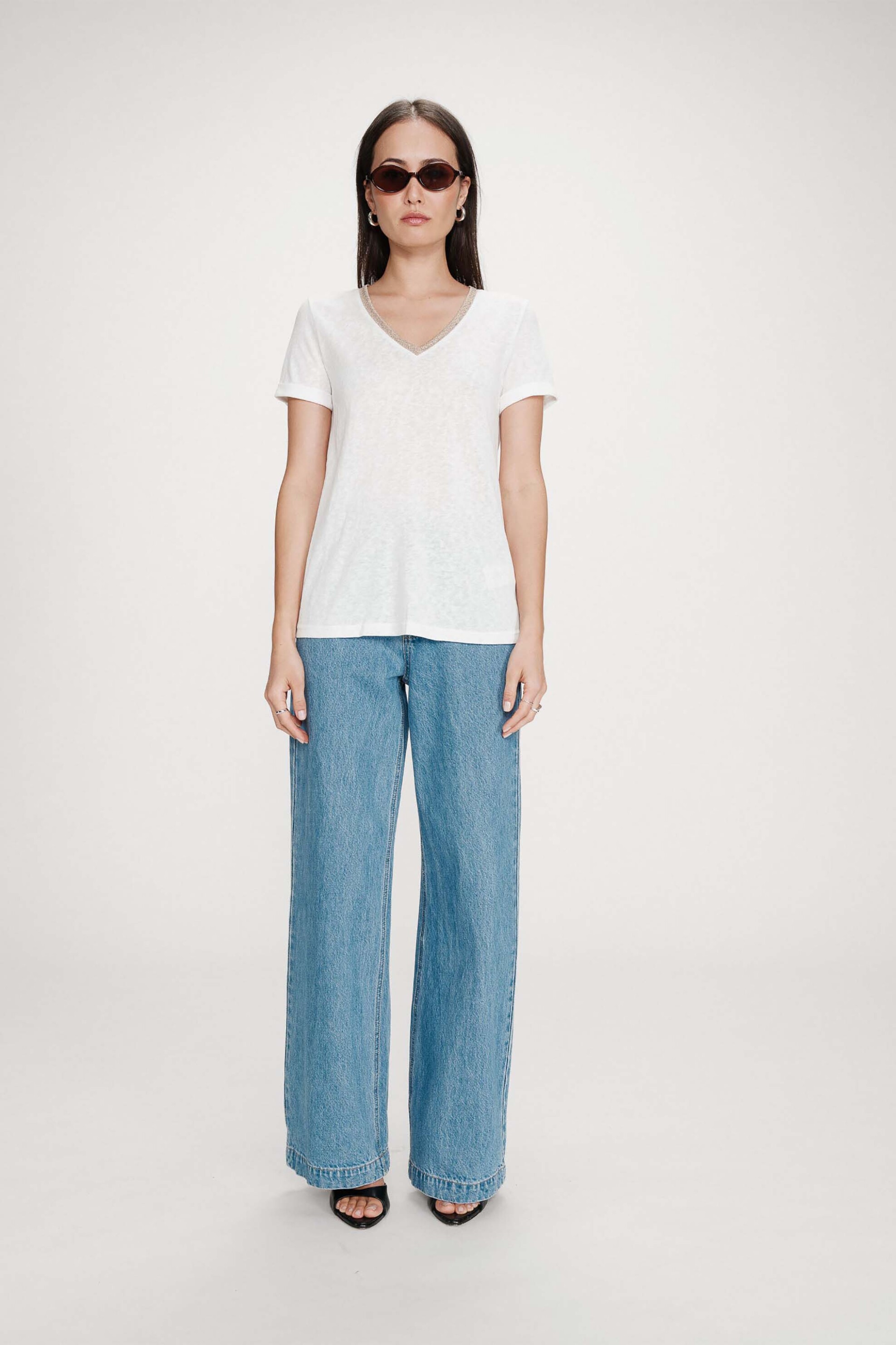 GRACE & MILA Grace & Mila γυναικείο T-shirt Regular Fit μονόχρωμο "Vasco" - VASCO/SS26 Κρέμ - 2