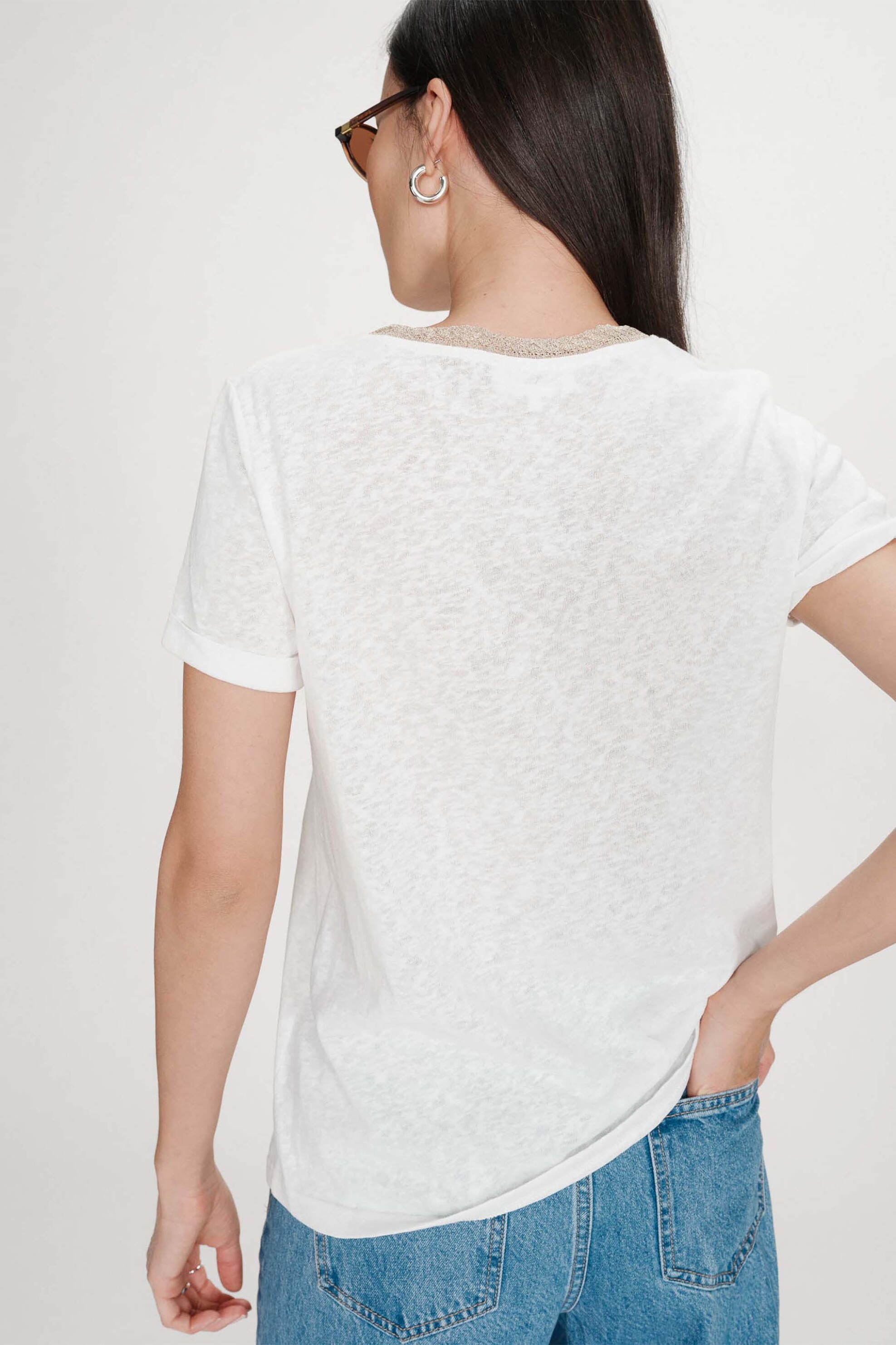 Grace Mila Γυναικείο T-Shirt Regular Fit Μονόχρωμο Vasco - Ss26 Κρέμ