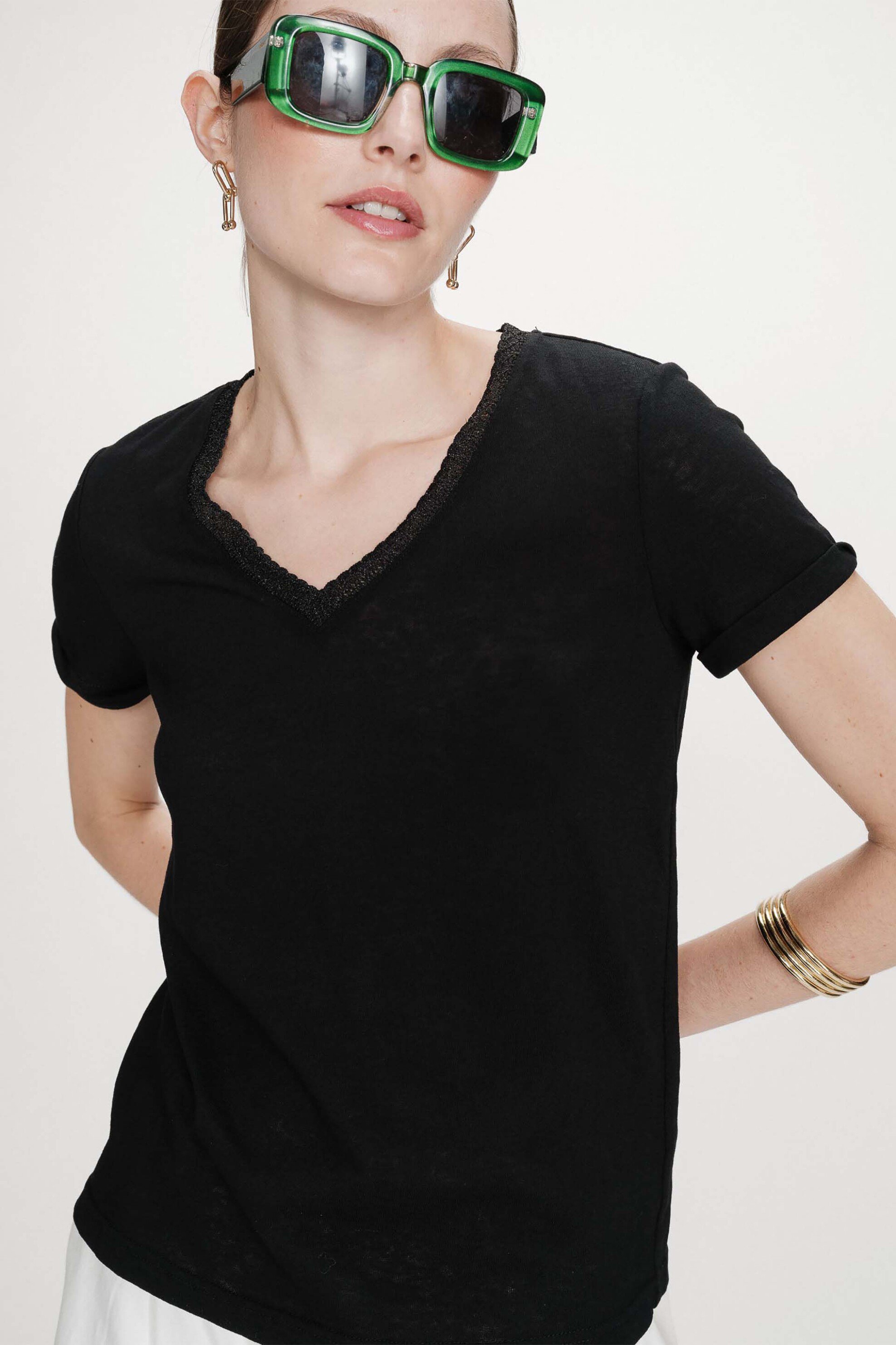 Grace & Mila γυναικείο T-shirt Regular Fit μονόχρωμο "Vasco" - VASCO/SS26 Μαύρο