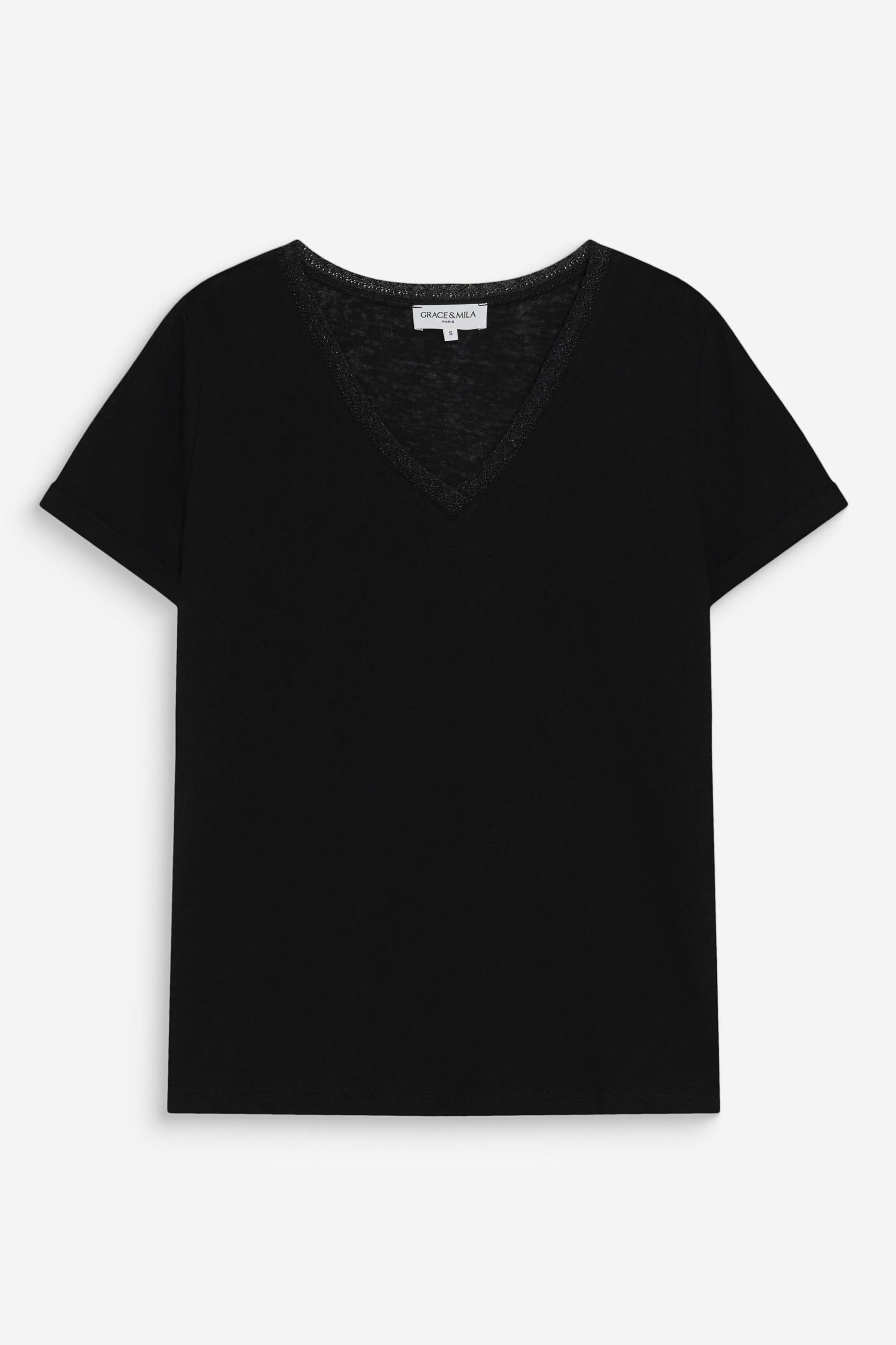 Grace Mila Γυναικείο T-Shirt Regular Fit Μονόχρωμο Vasco - Ss26 Μαύρο