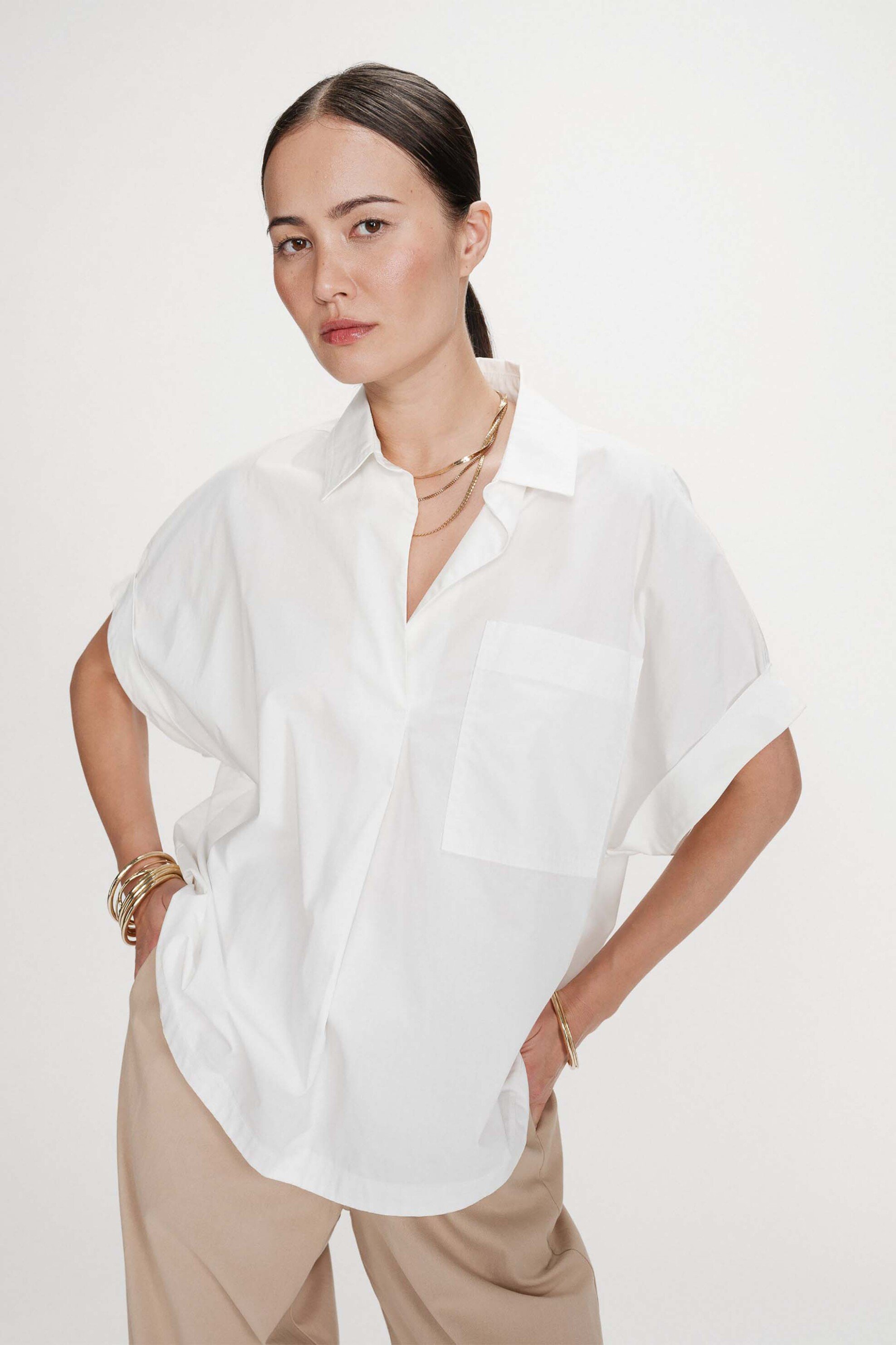 Grace & Mila γυναικεία μπλούζα μονόχρωμη Oversized "Versigny" - VERSIGNY/SS26 Κρέμ