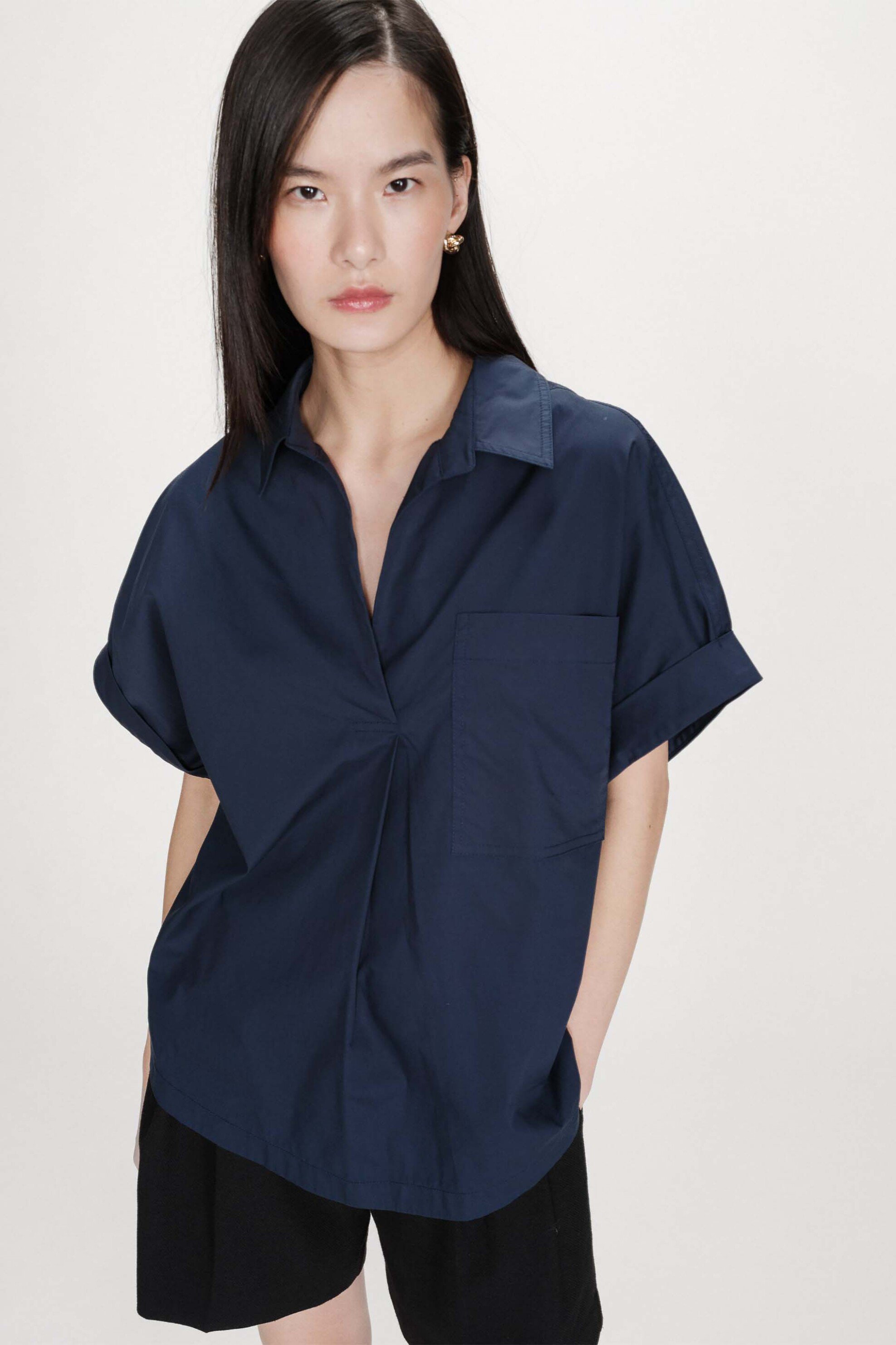 Grace & Mila γυναικεία μπλούζα μονόχρωμη Oversized "Versigny" - VERSIGNY/SS26 Σκούρο Μπλε