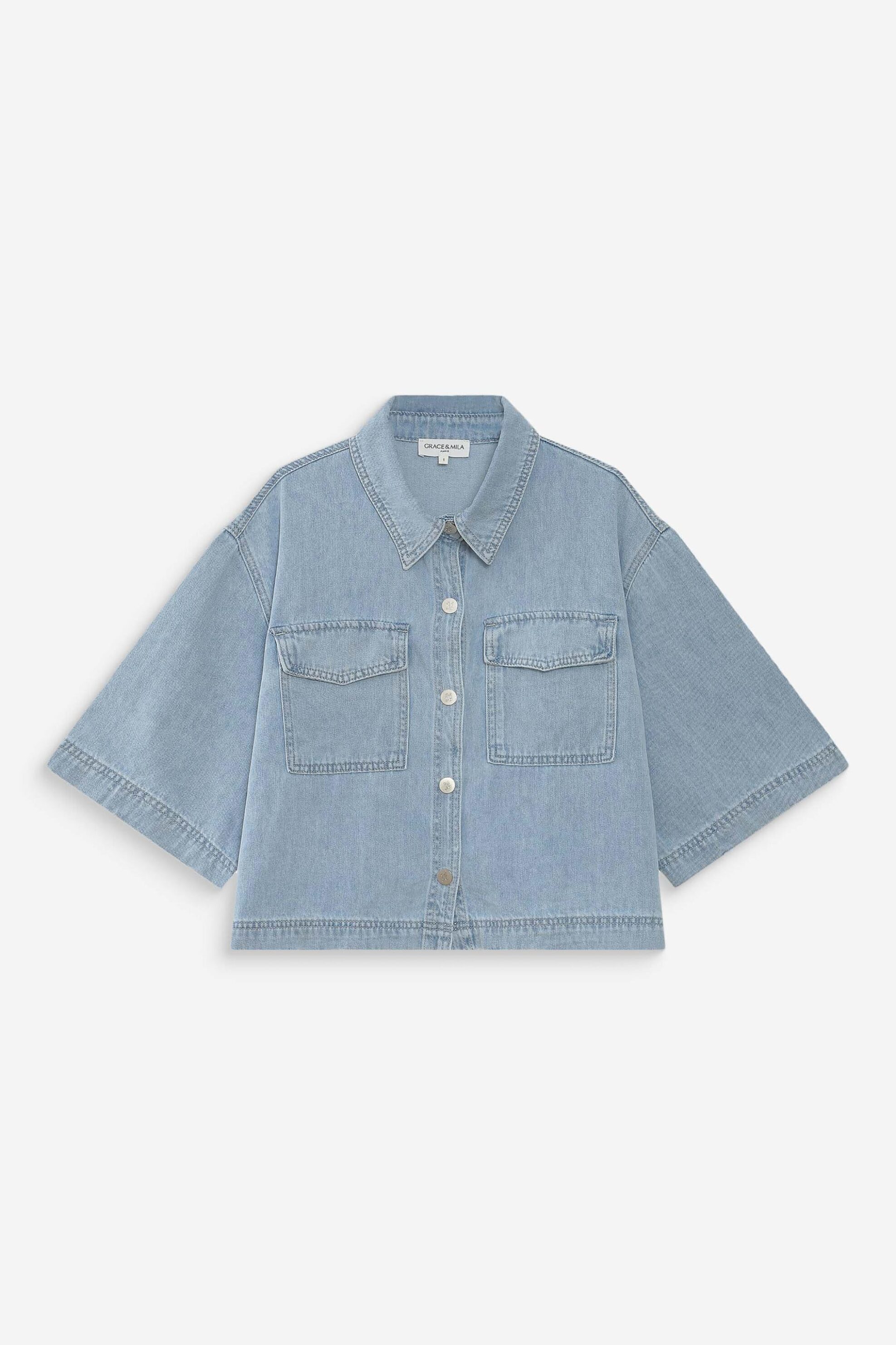 Grace Mila Γυναικείο Πουκάμισο Denim Oversized Vita - Ss26 Blue