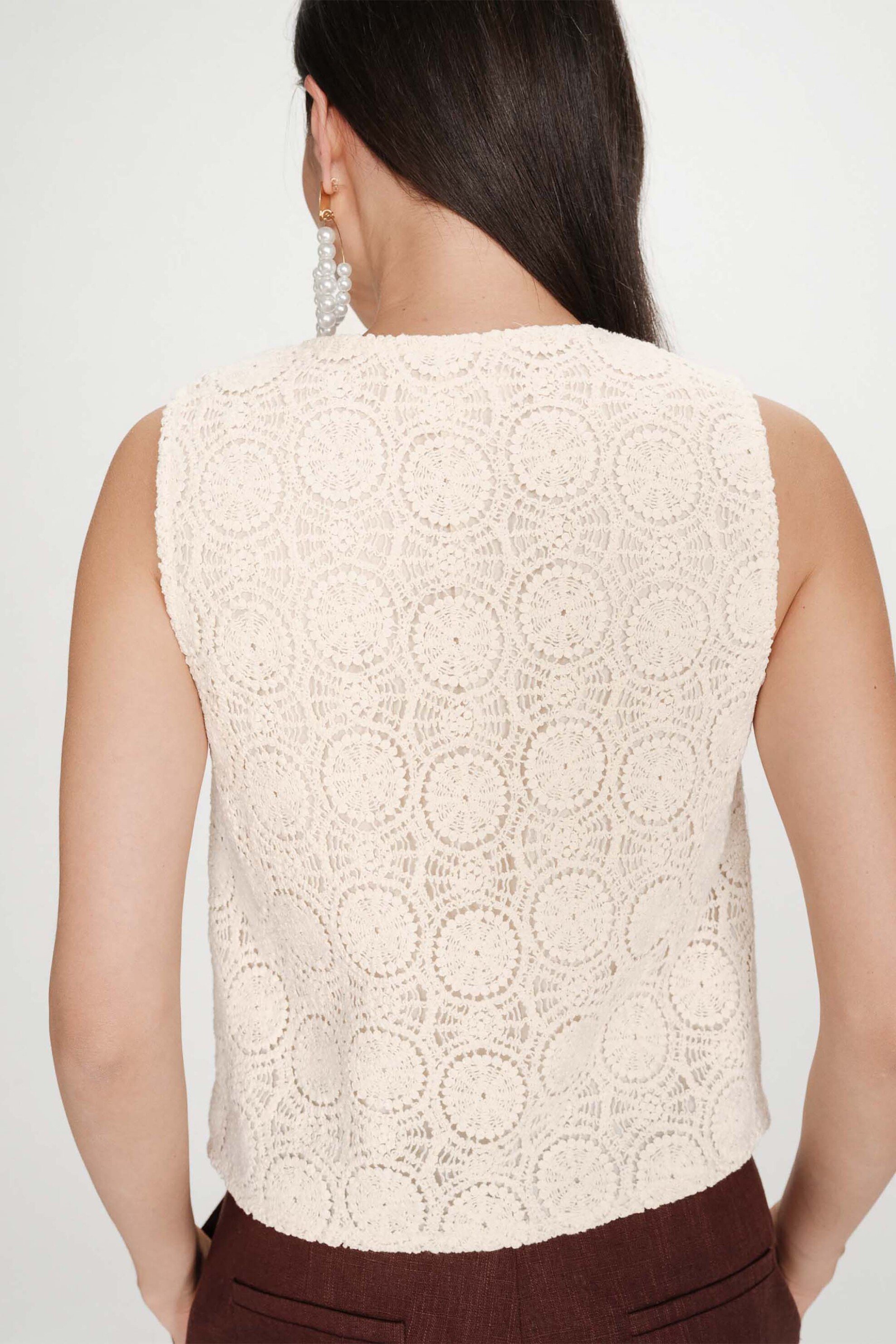 Grace & Mila γυναικείο γιλέκο με ανάγλυφο σχέδιο "Vony" - VONY/SS26 Εκρού φωτογραφία