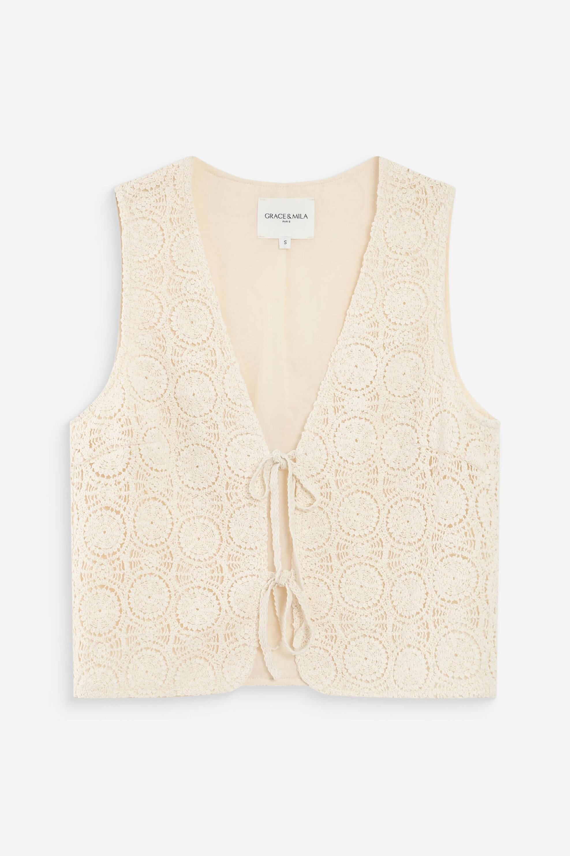 Grace & Mila γυναικείο γιλέκο με ανάγλυφο σχέδιο "Vony" - VONY/SS26 Εκρού φωτογραφία