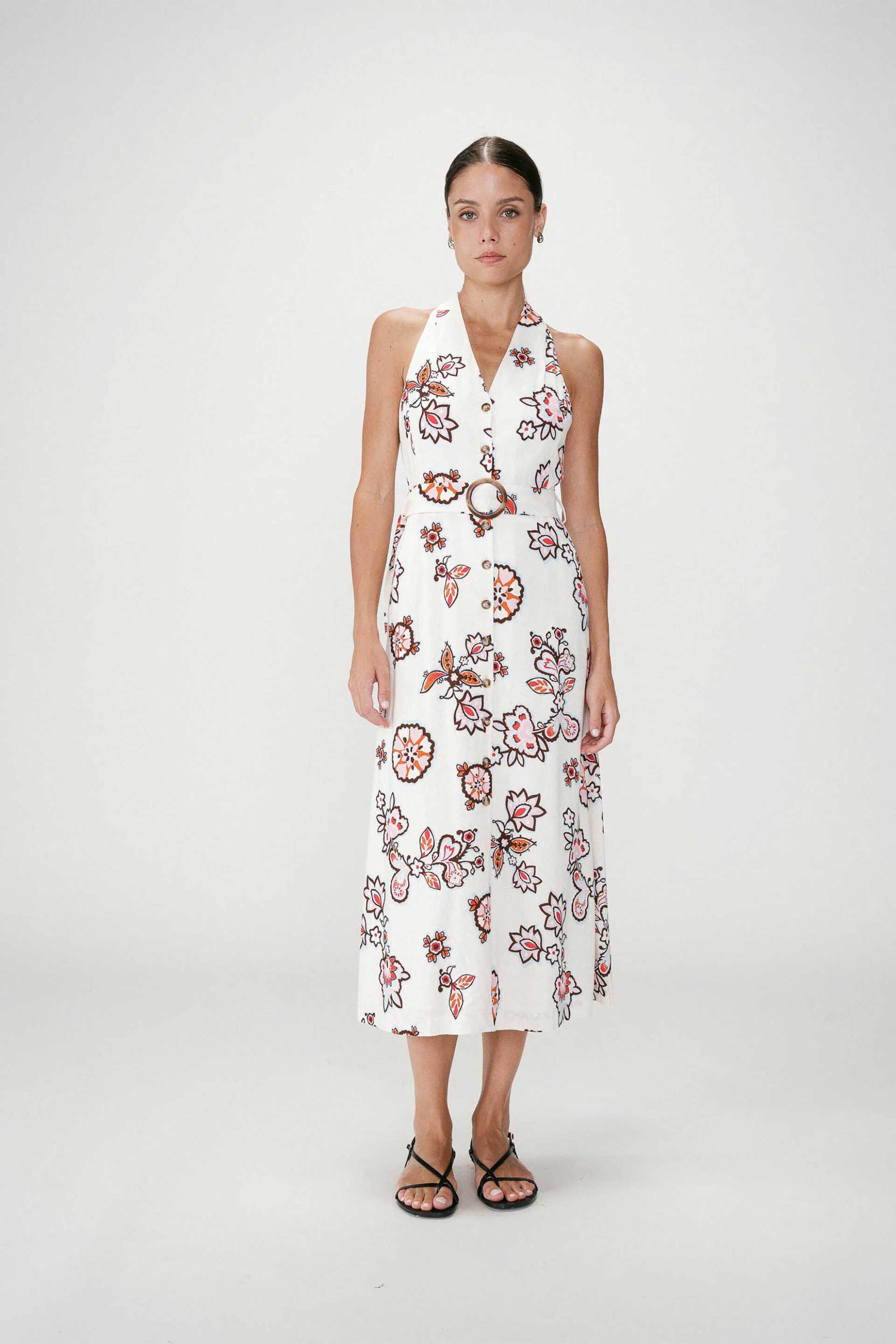 Grace & Mila γυναικείο midi φόρεμα σεμιζιέ με floral print 