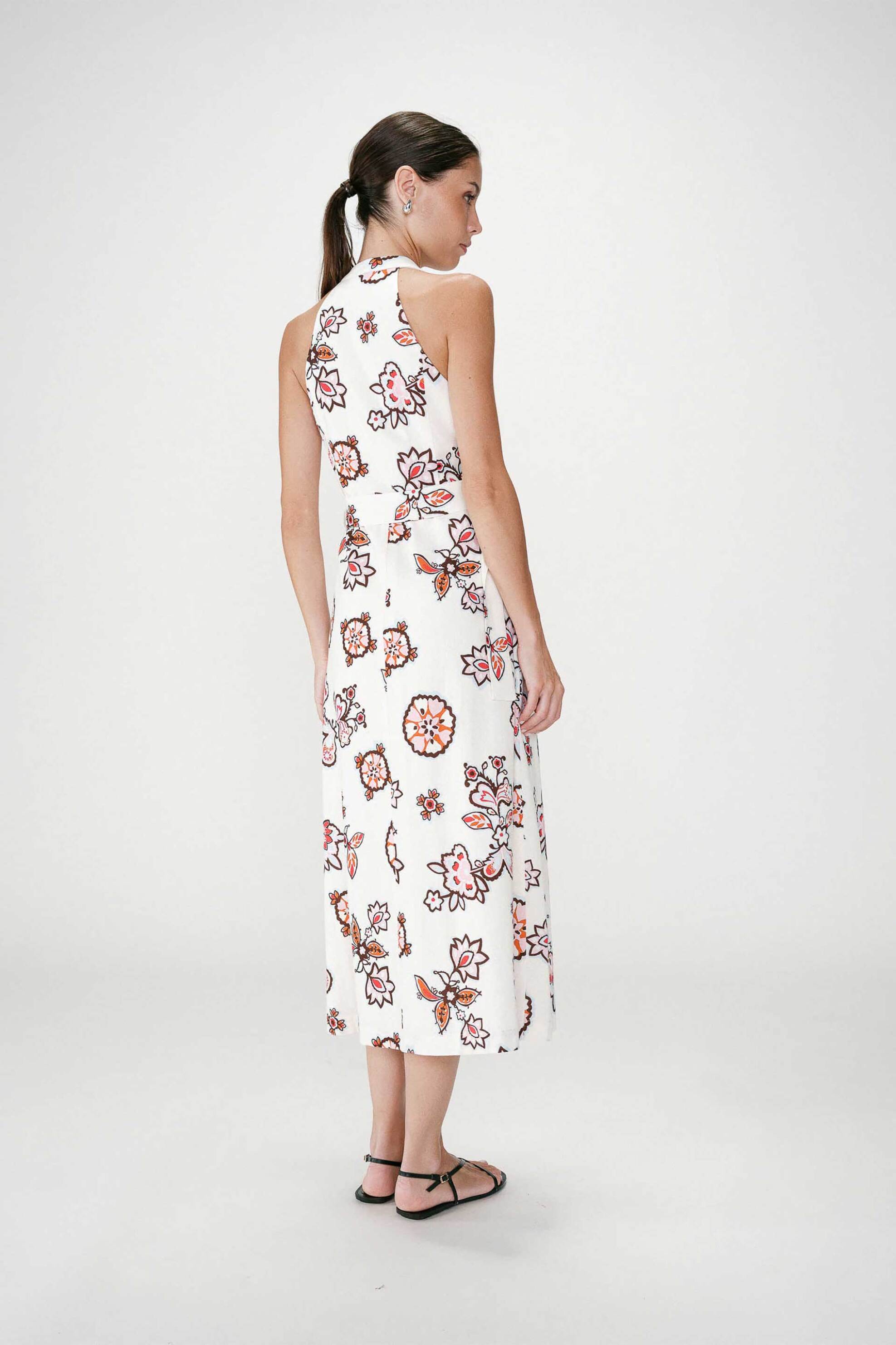 Grace & Mila γυναικείο midi φόρεμα σεμιζιέ με floral print 