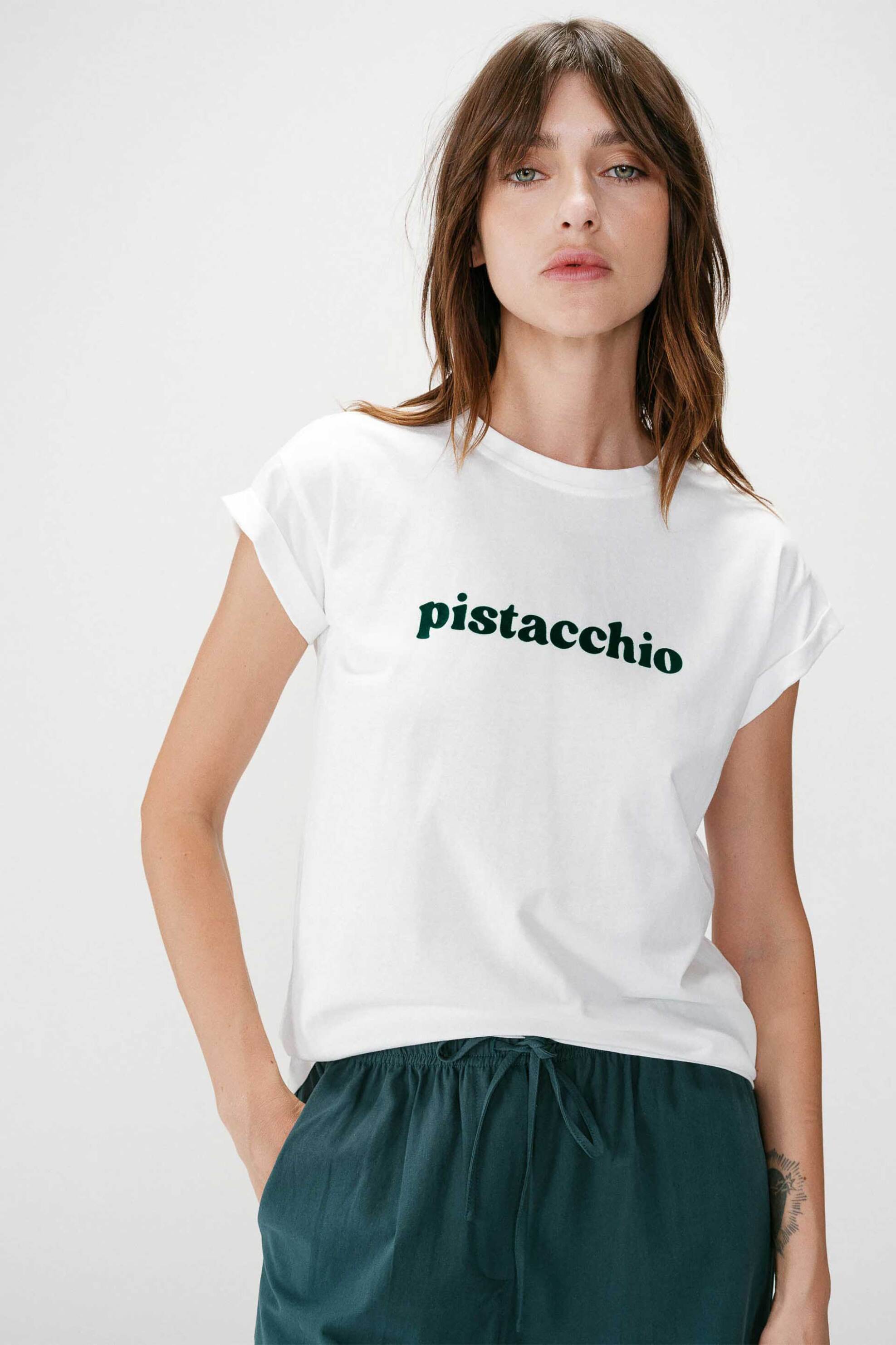 Grace & Mila γυναικείο T-shirt με lettering Regular Fit "Wylo" - WYLO Πράσινο Σμαραγδί