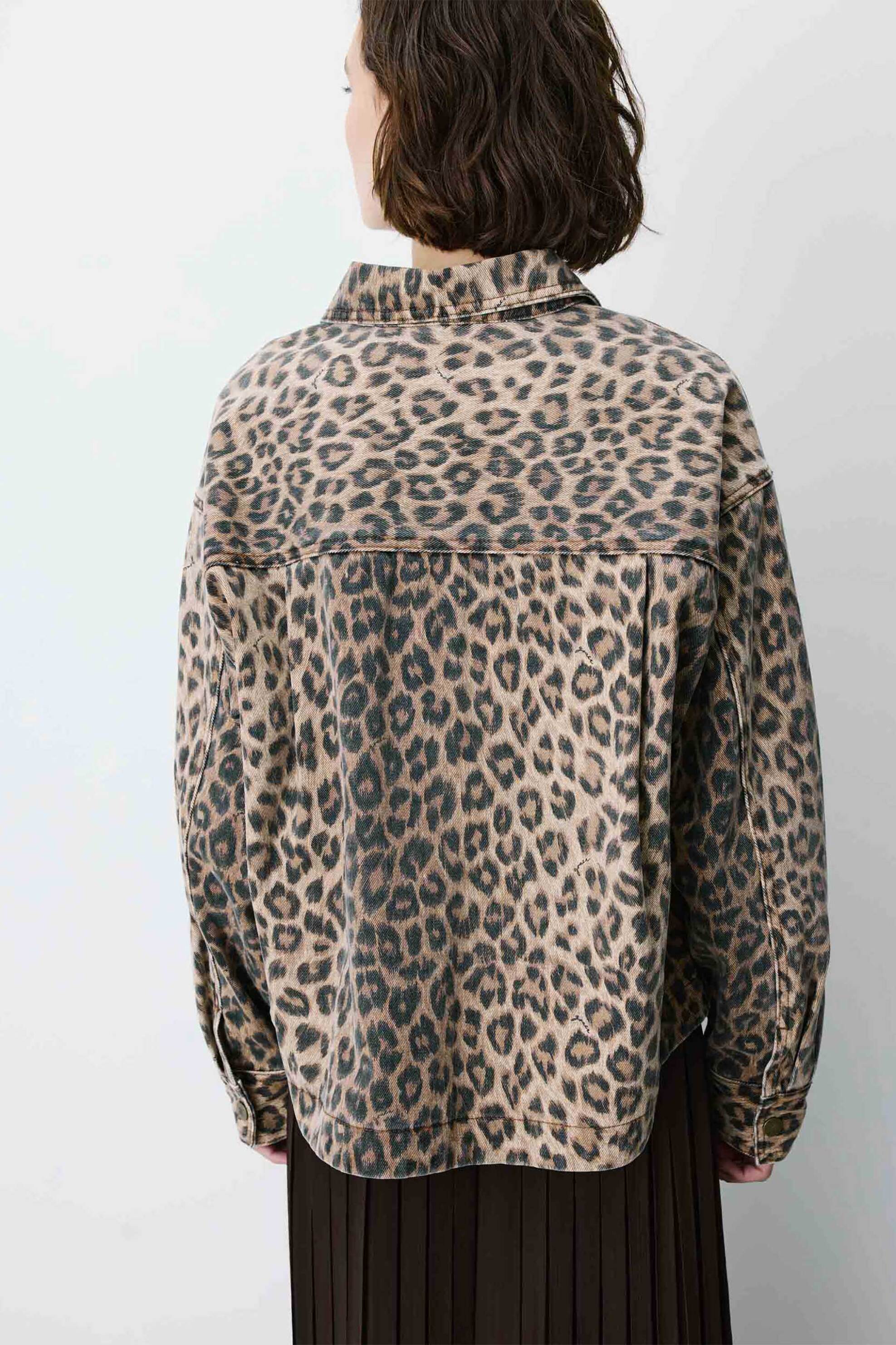 GRACE & MILA Grace & Mila γυναικείο overshirt με print "Adriana" - ADRIANA Καφέ - 4
