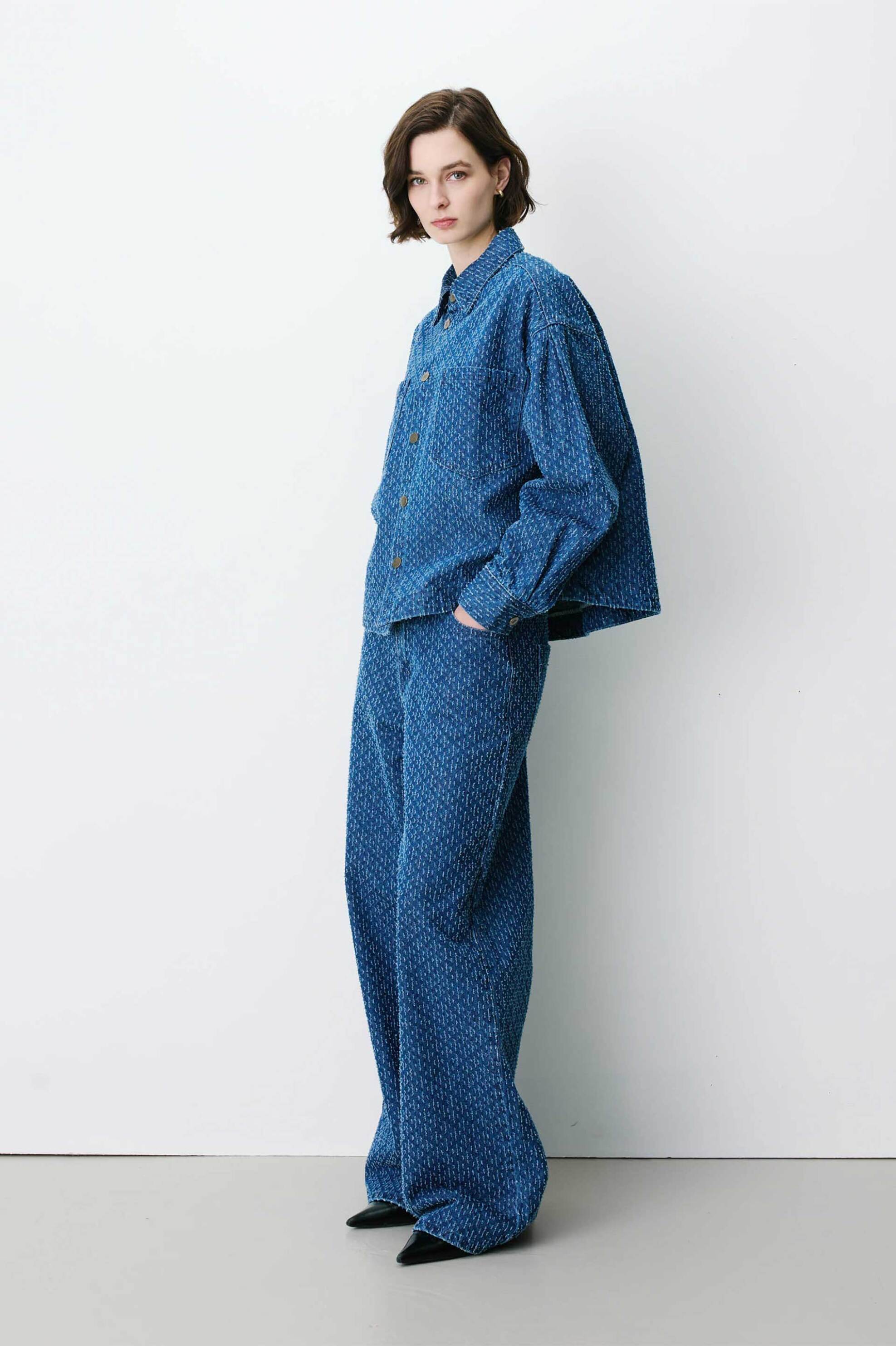 GRACE & MILA Grace & Mila γυναικείο overshirt με print "Adriana" - ADRIANA Denim Blue - 3