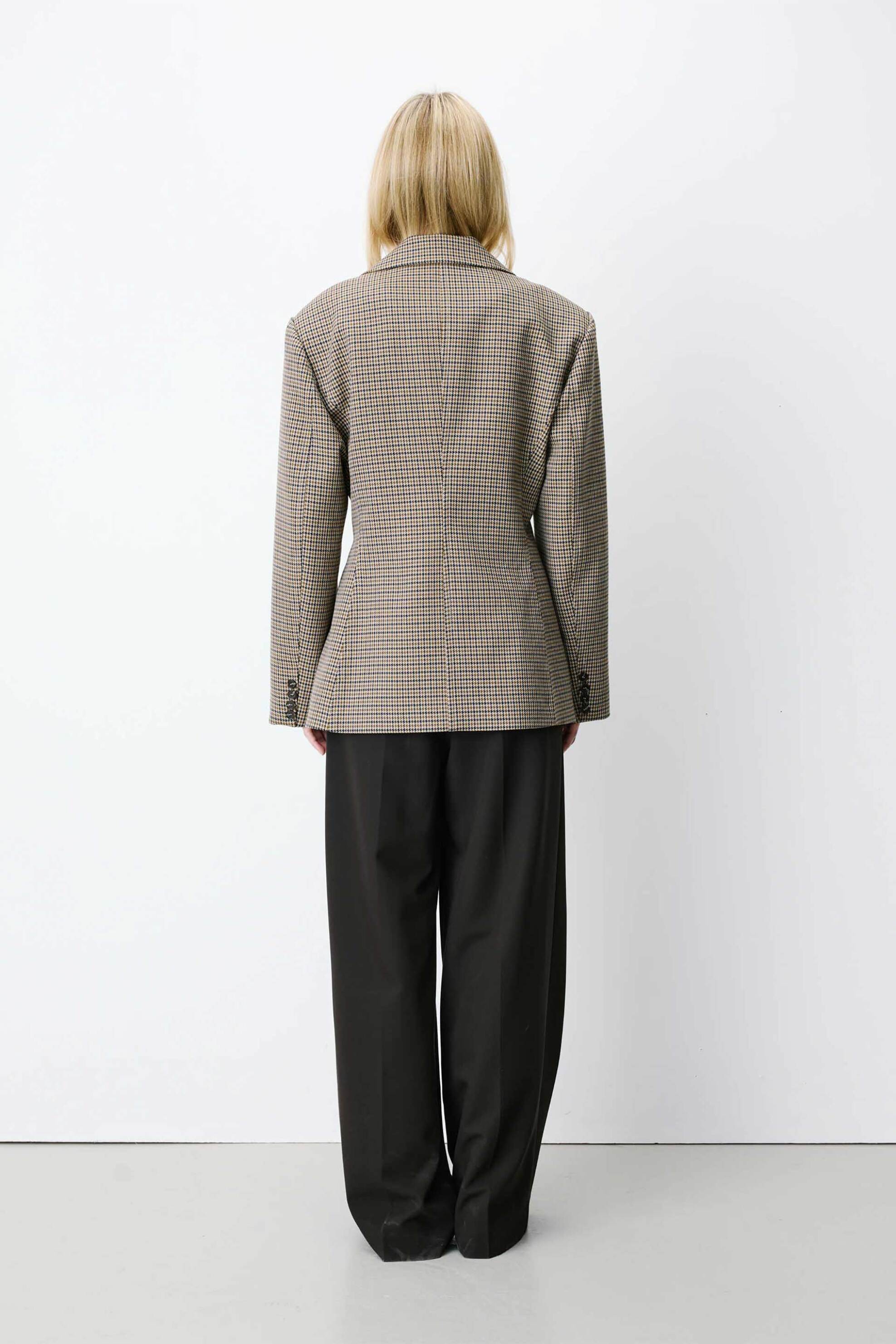 GRACE & MILA Grace & Mila γυναικείο σακάκι με houndstooth print "Almond" - ALMOND Μπεζ - 4