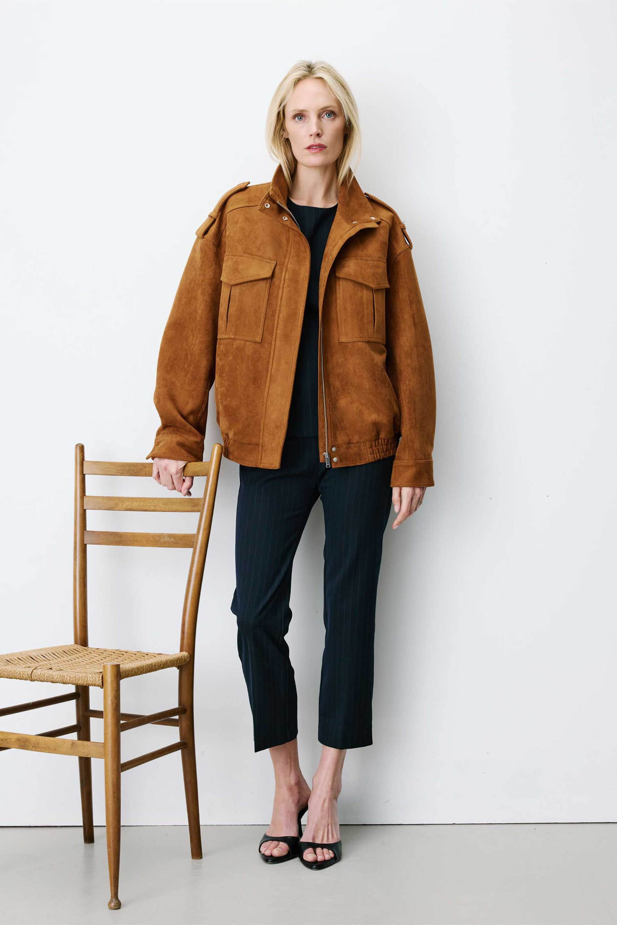 GRACE & MILA Grace & Mila γυναικείο jacket μονόχρωμο suede-effect "Arielle" - ARIELLE Ταμπά - 2