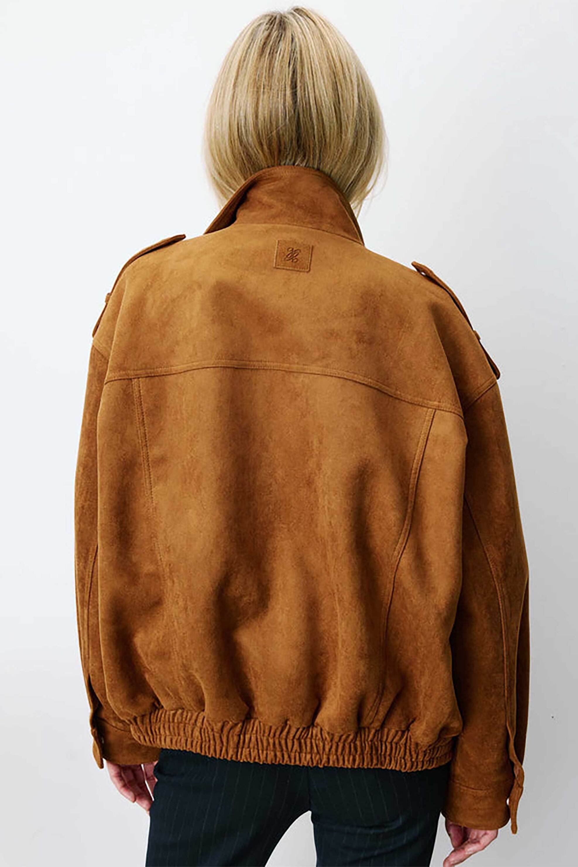 GRACE & MILA Grace & Mila γυναικείο jacket μονόχρωμο suede-effect "Arielle" - ARIELLE Ταμπά - 4