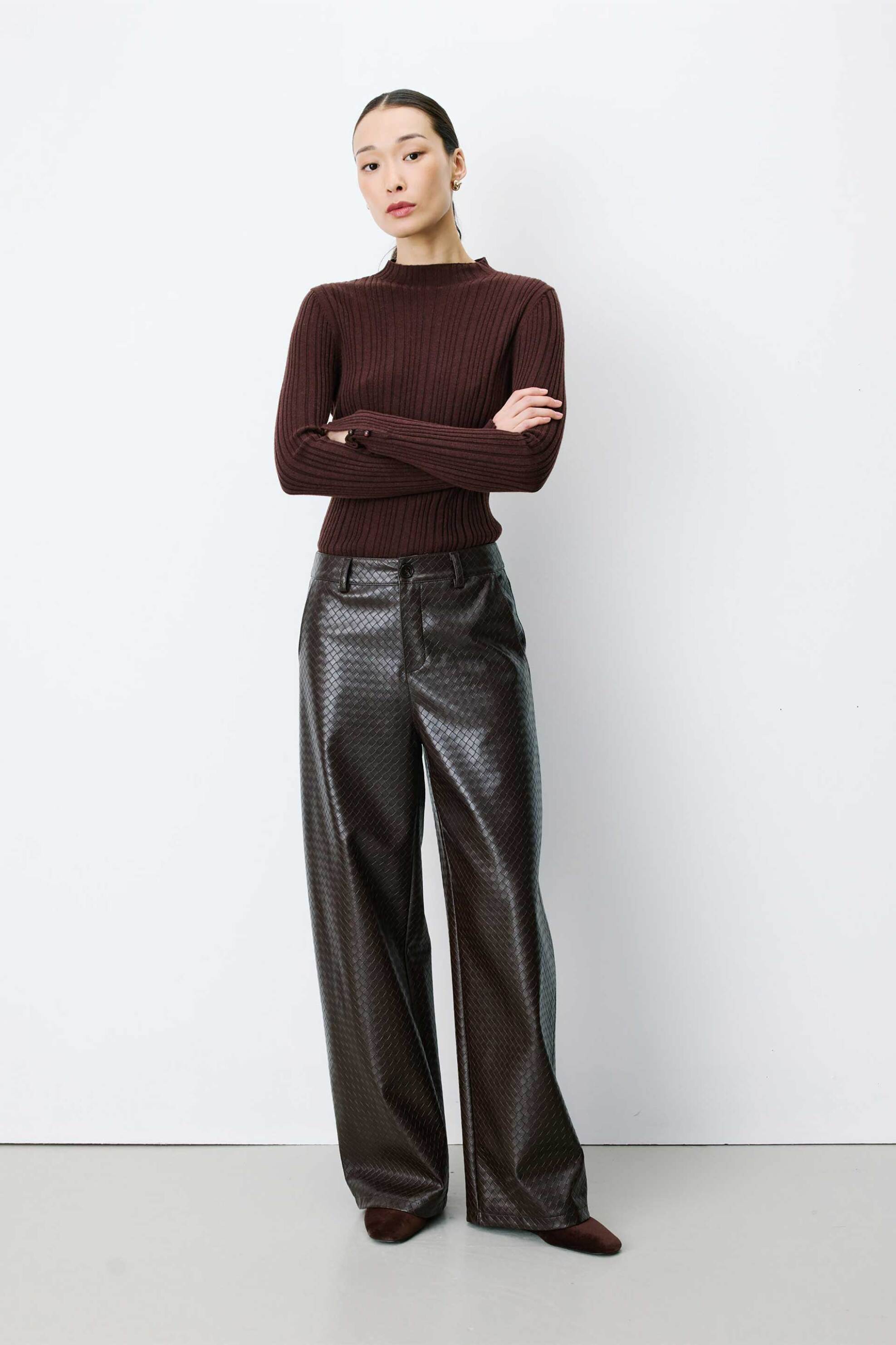 Grace & Mila γυναικείο παντελόνι faux leather Barrel Cut 
