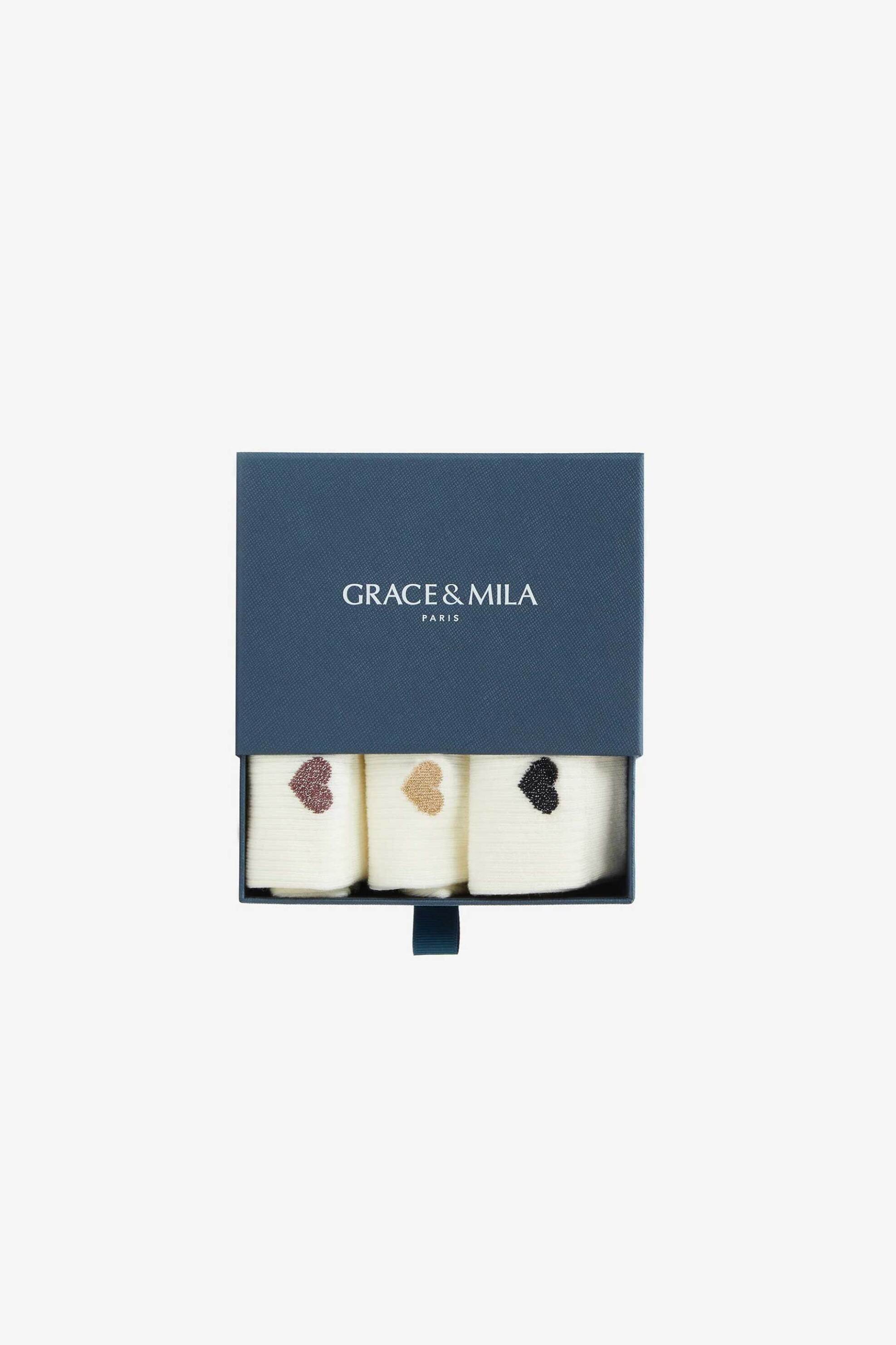 Grace & Mila σετ γυναικείες κάλτσες ribbed με καρδιά 