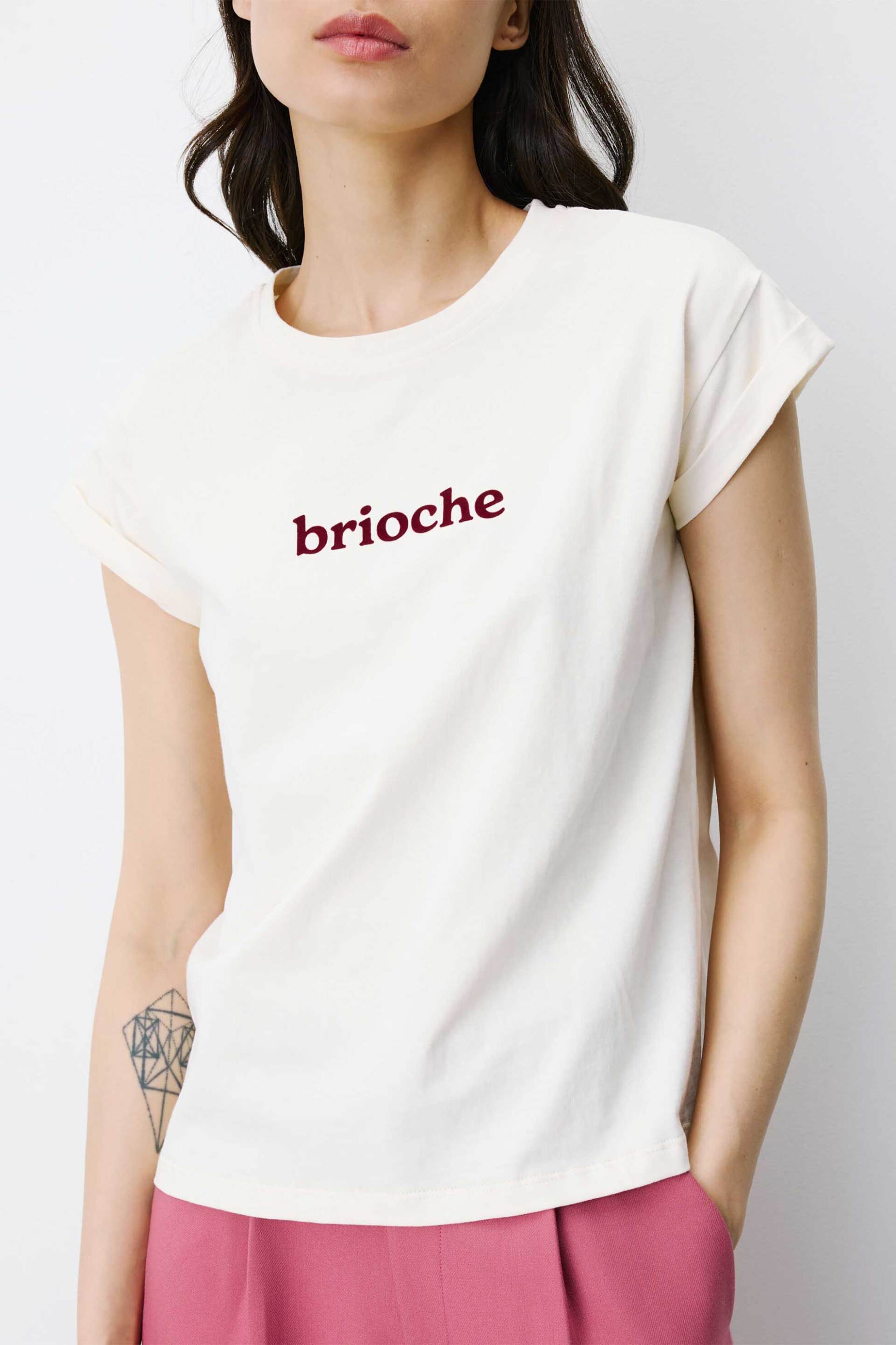 Grace & Mila γυναικείο T-shirt μονόχρωμο με letter print 