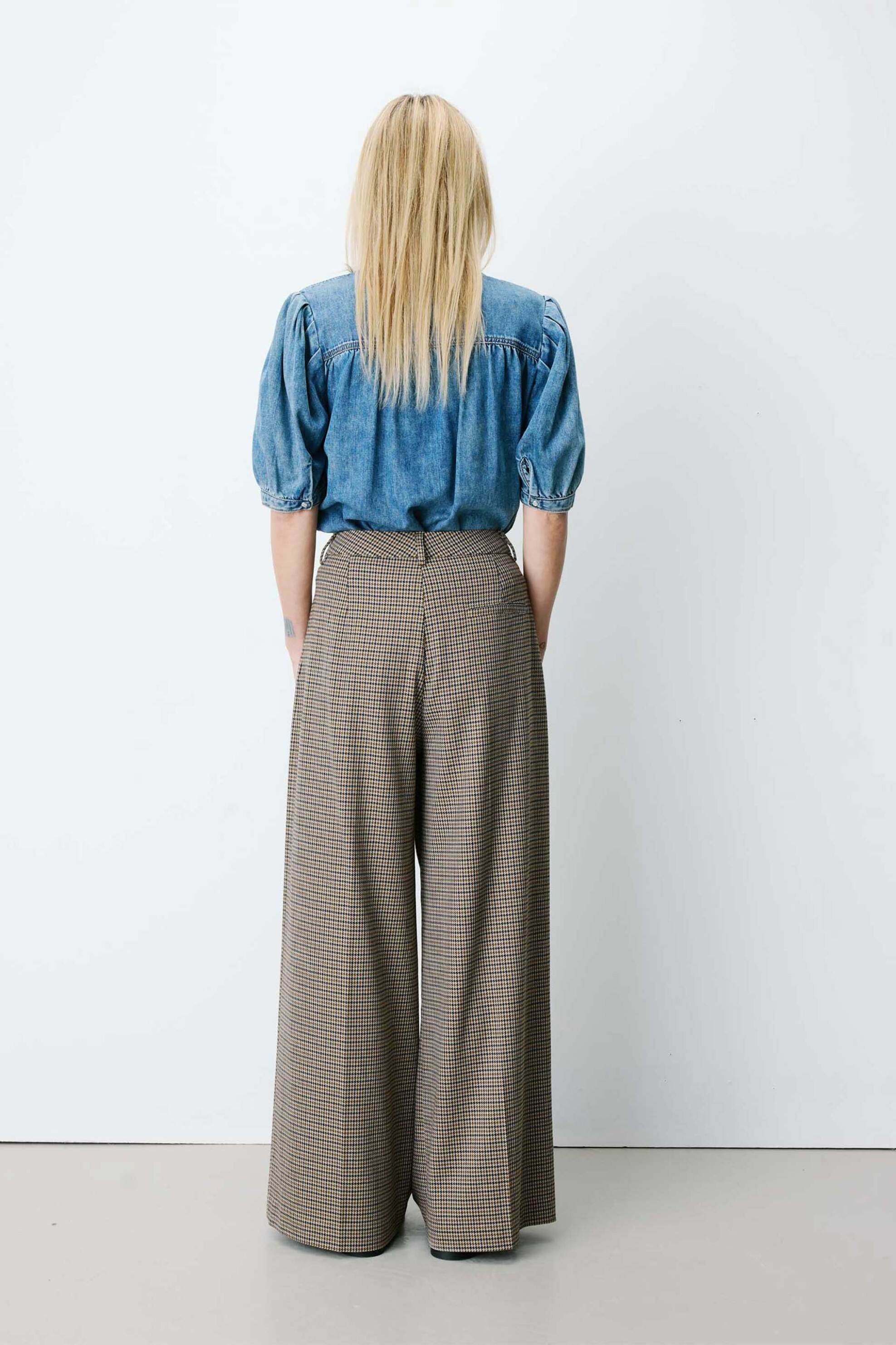 GRACE & MILA Grace & Mila γυναικείο παντελόνι με houndstooth print "Ayen" - AYEN Μπεζ - 3