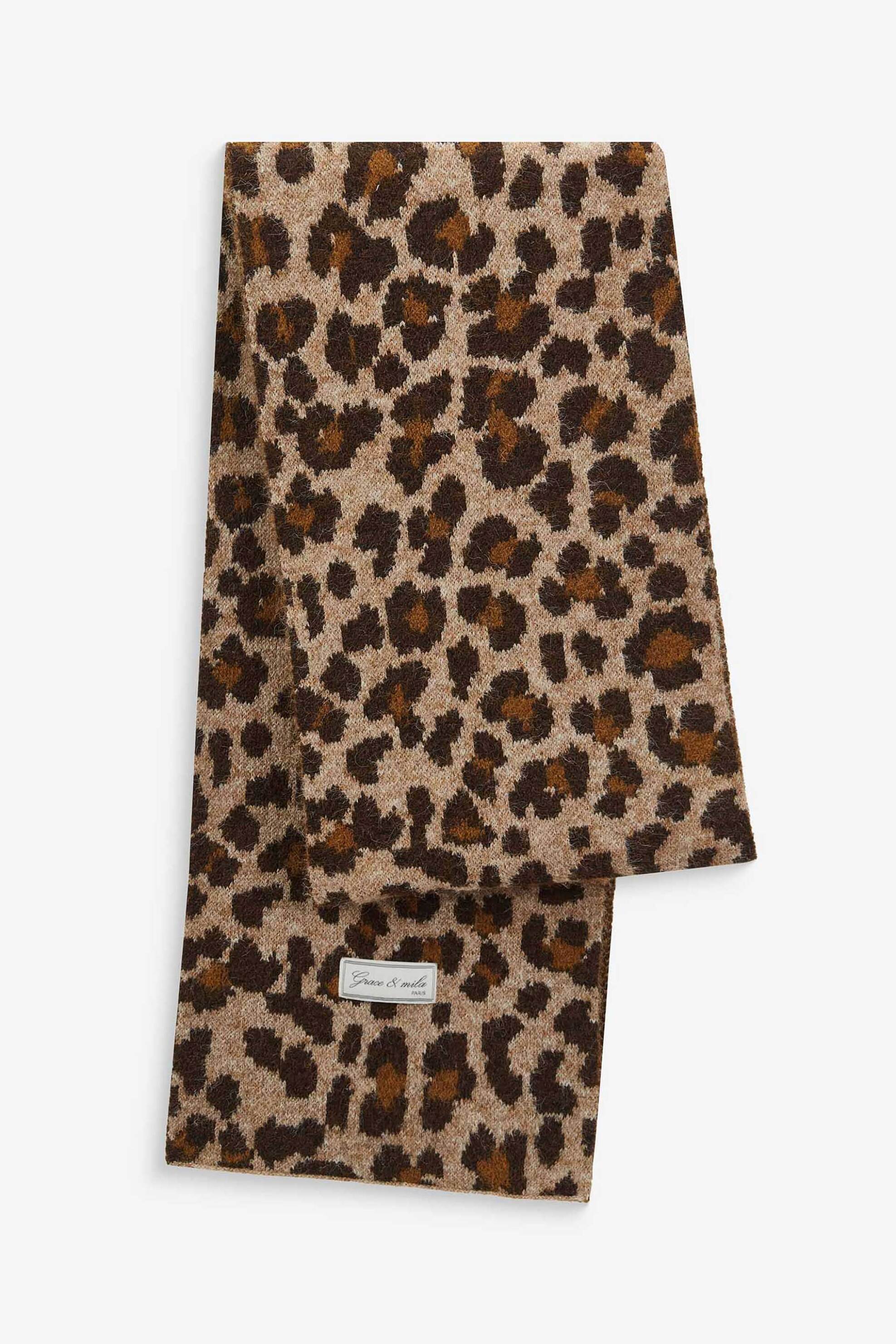 Grace & Mila γυναικείo πλεκτό κασκόλ animal print 