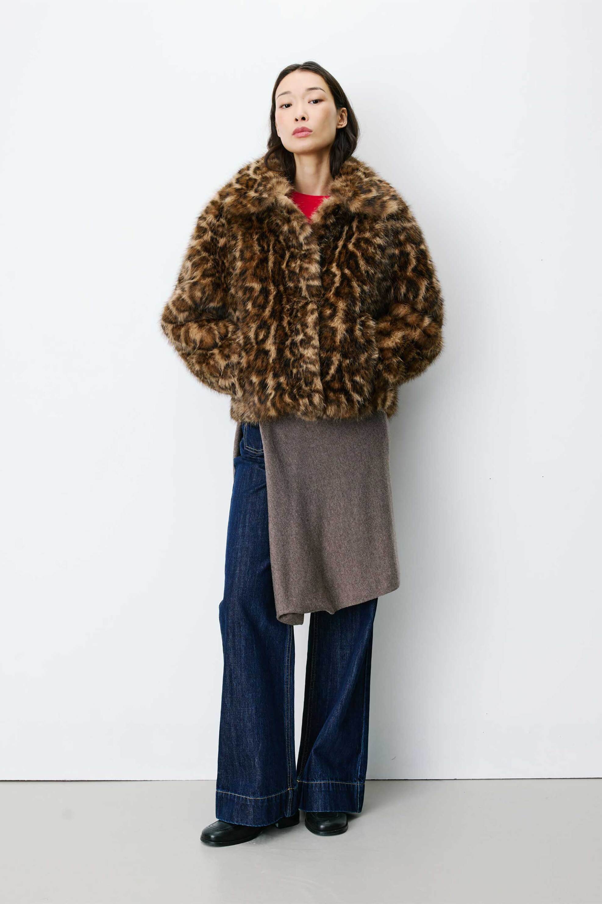 Grace & Mila γυναικείο jacket από faux γούνα animal print 