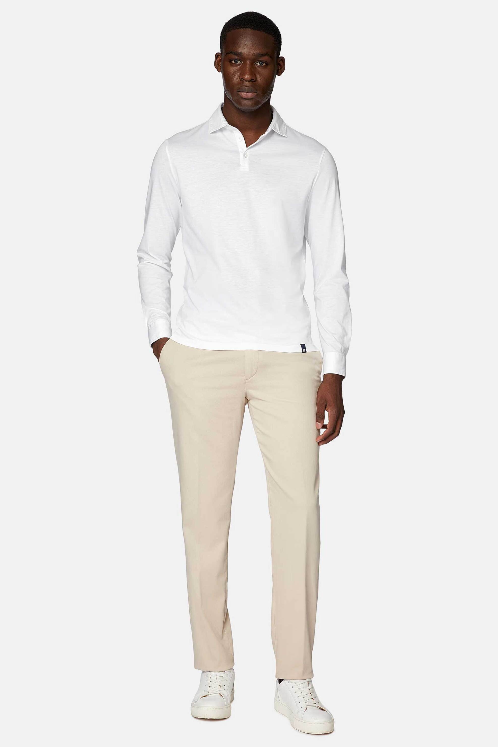 Boggi Milano ανδρικό παντελόνι ελαστικό μονόχρωμο Regular Fit - BO24C041203 Μπεζ